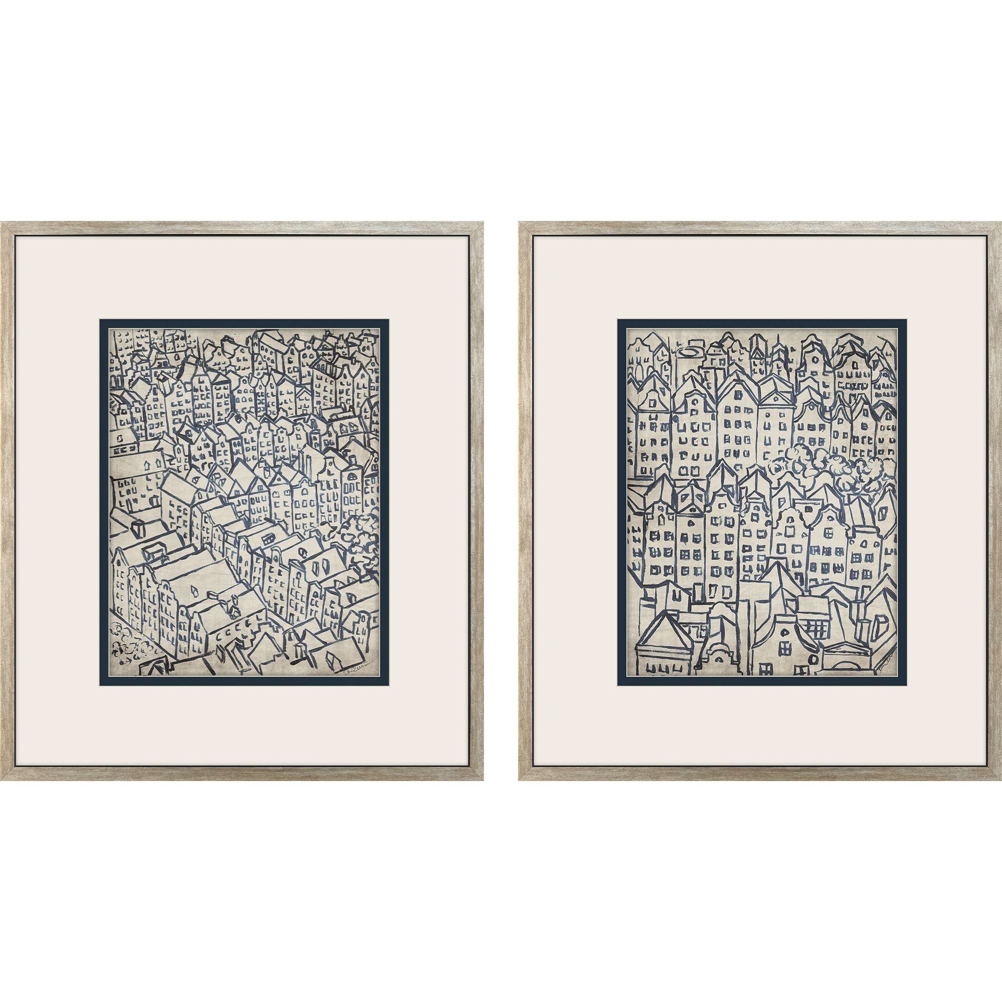 Paragon Blue and Beige and Gray and Multi Framed Art
