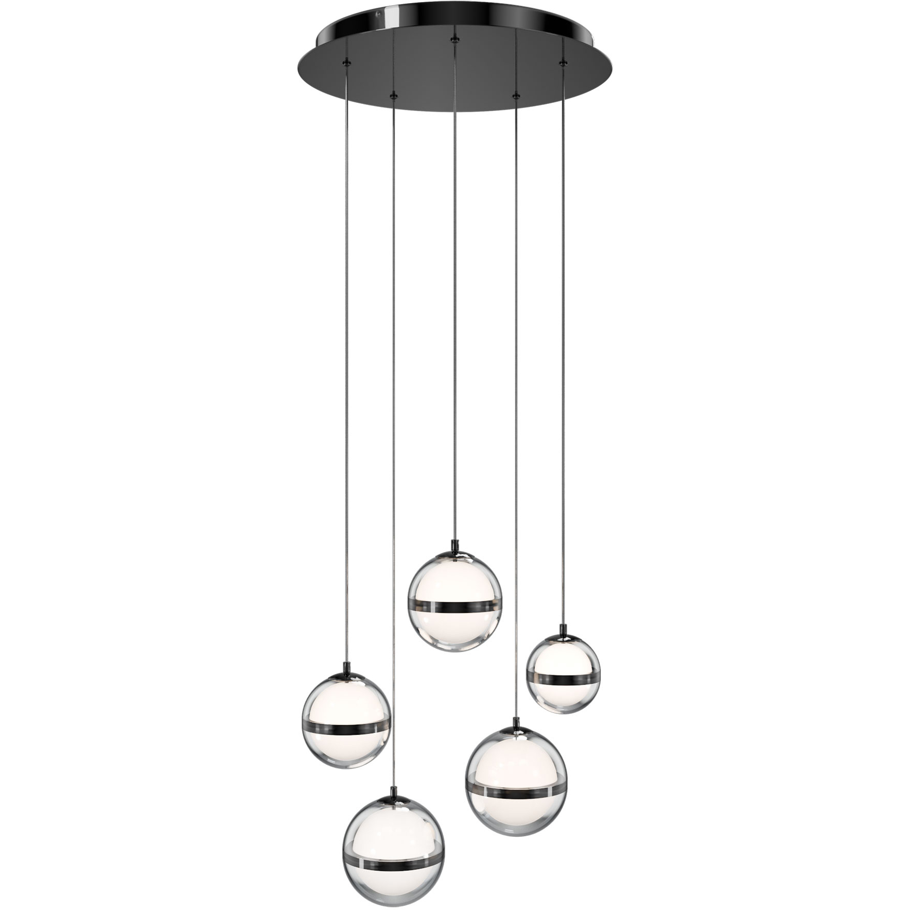 Cyllindra LED 16.8 inch Black Chrome Chandelier Ceiling Light in Black/Chrome, dweLED