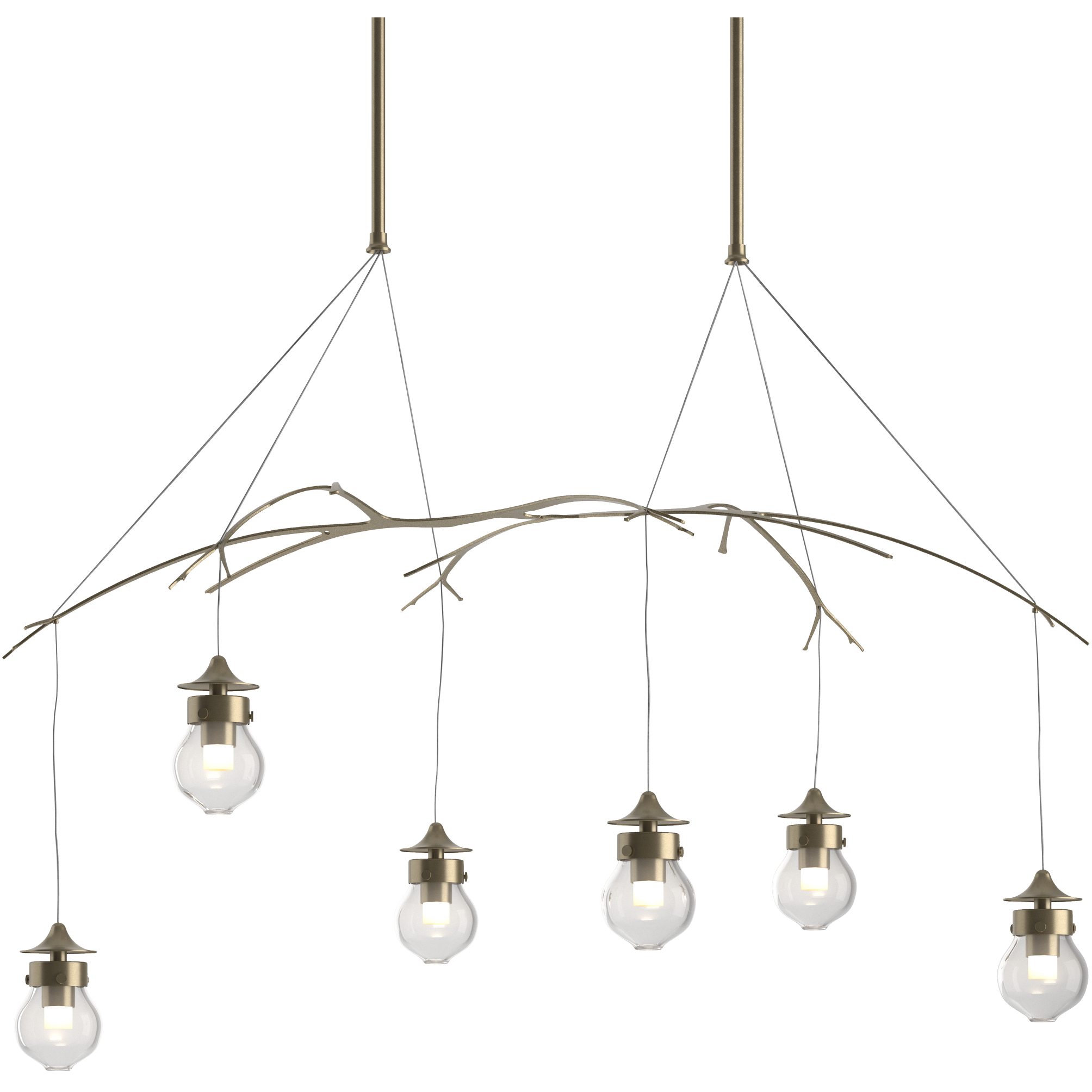 Kiwi 6 Light 36.8 inch Soft Gold Pendant Ceiling Light, Long