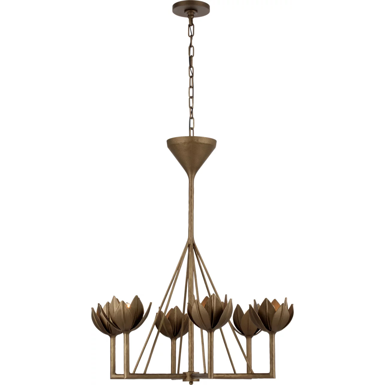 Julie Neill Alberto 6 Light 30 inch Antique Bronze Leaf Single Tier Chandelier Ceiling Light, Small