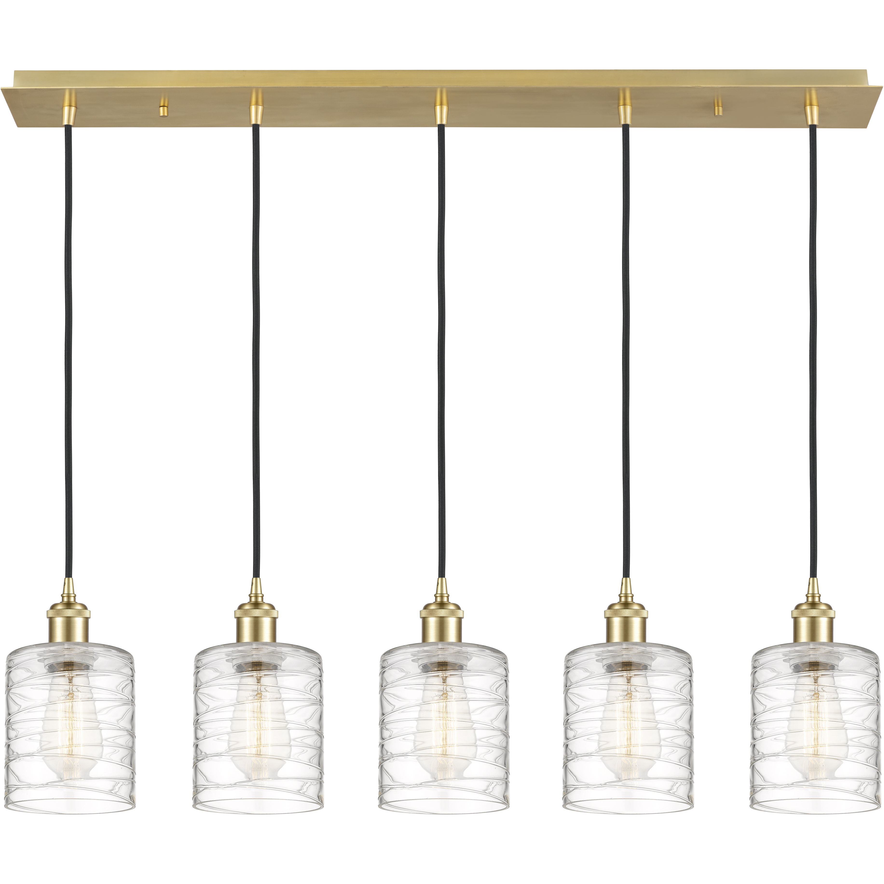 Ballston Cobbleskill 5 Light 36.5 inch Satin Gold Linear Pendant Ceiling Light