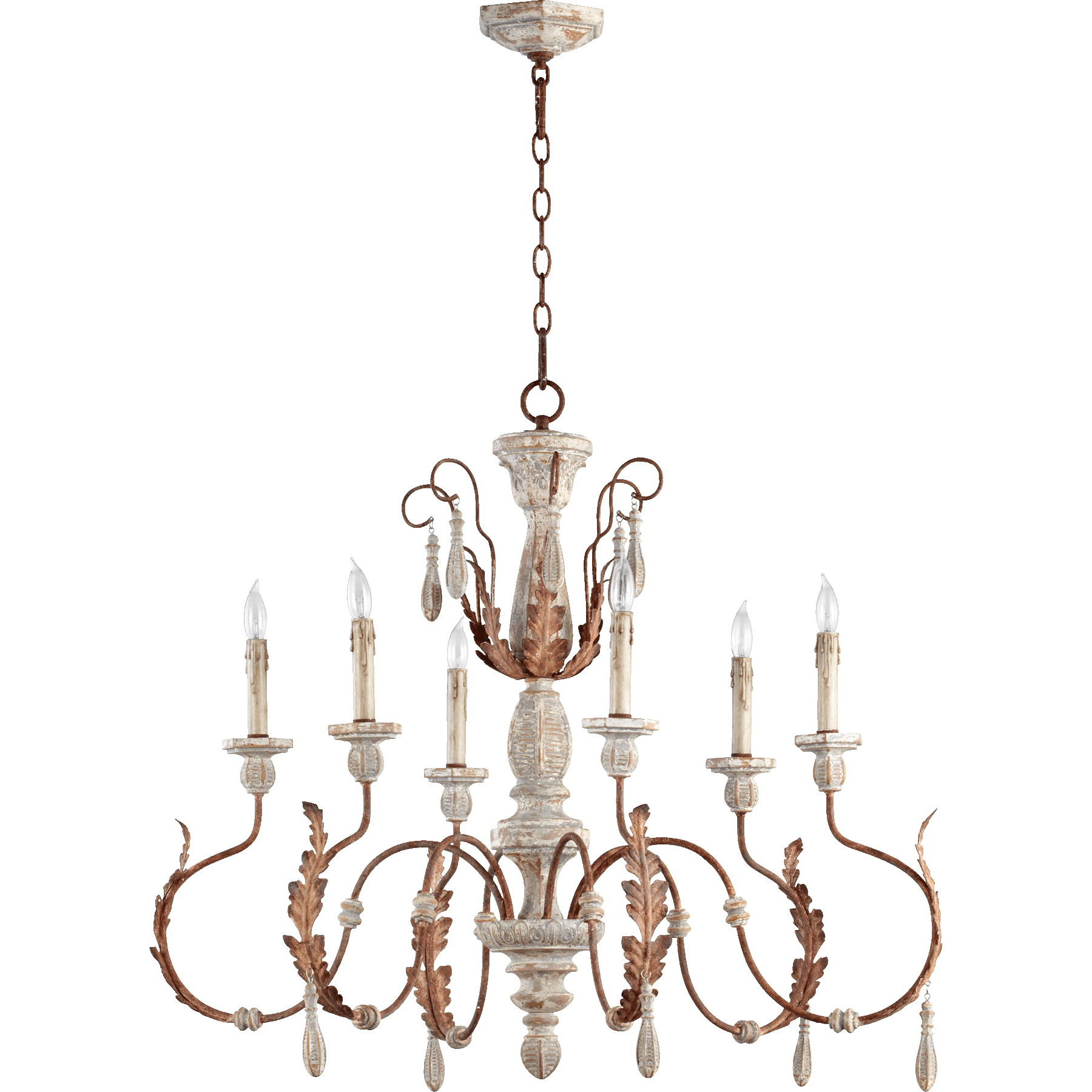La Maison 6 Light 36 inch Manchester Grey with Rust Accents Chandelier Ceiling Light