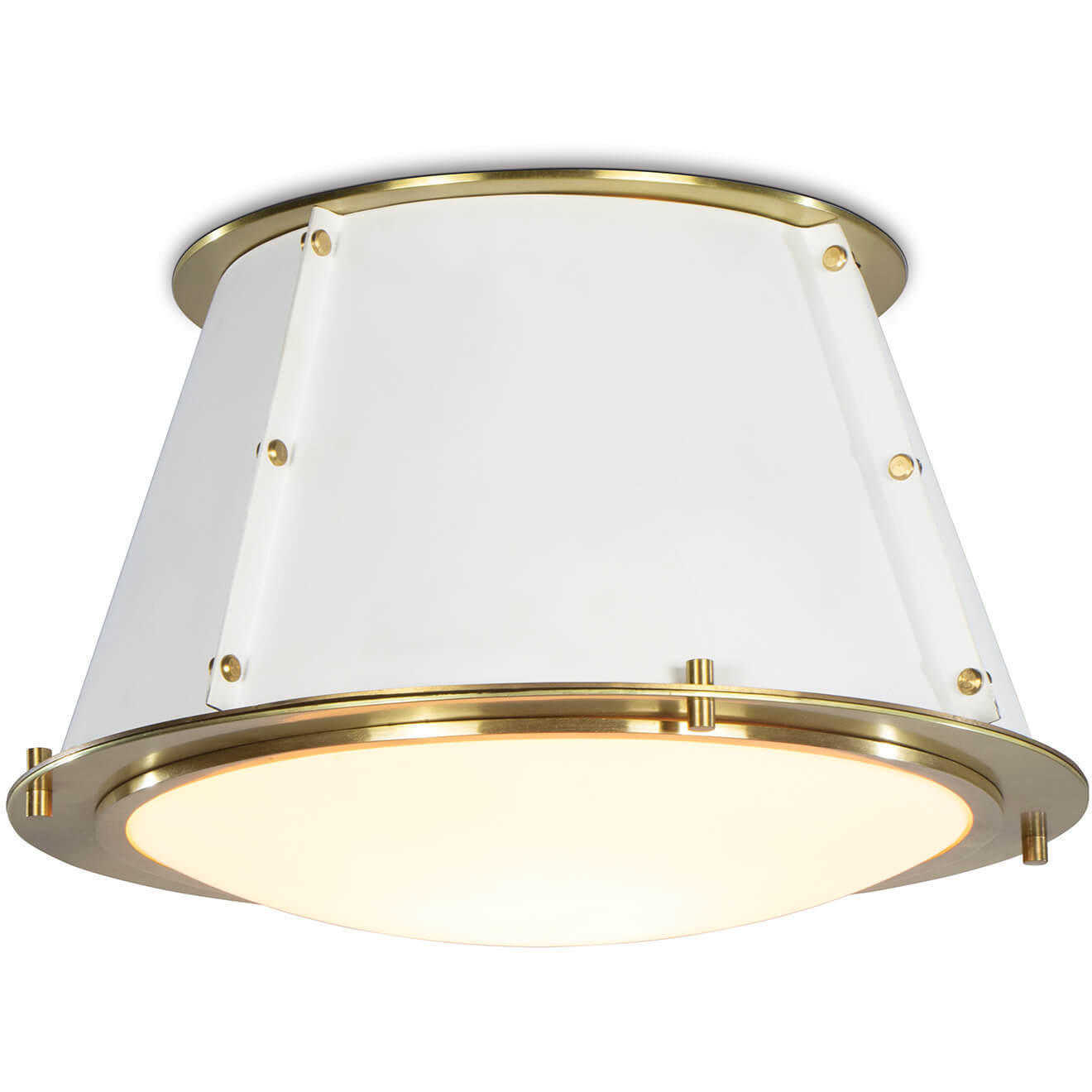 French Maid 1 Light 13 inch White and Natural Brass Flush Mount Ceiling Light