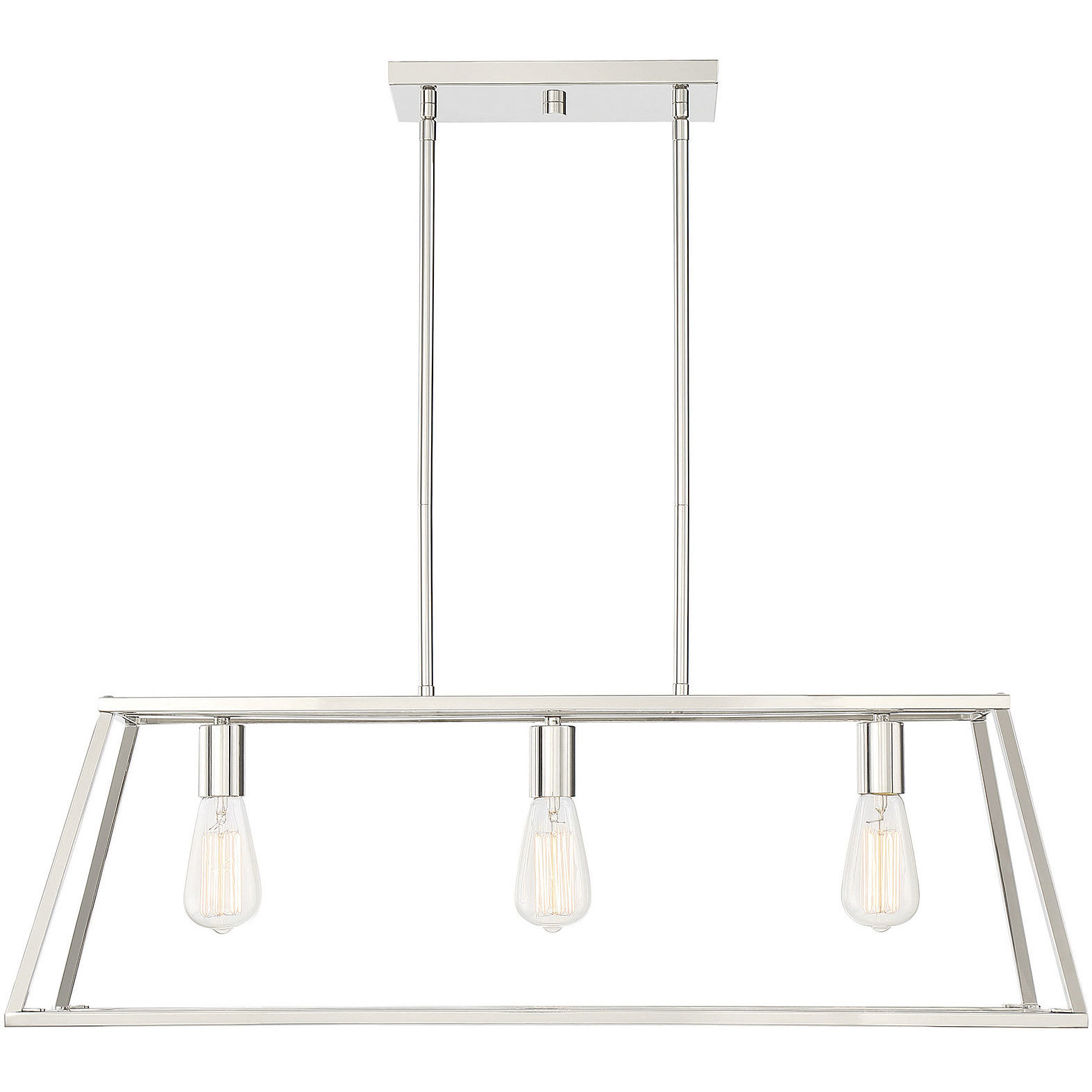 Denton 3 Light 32.75 inch Polished Nickel Linear Chandelier Ceiling Light, Essentials