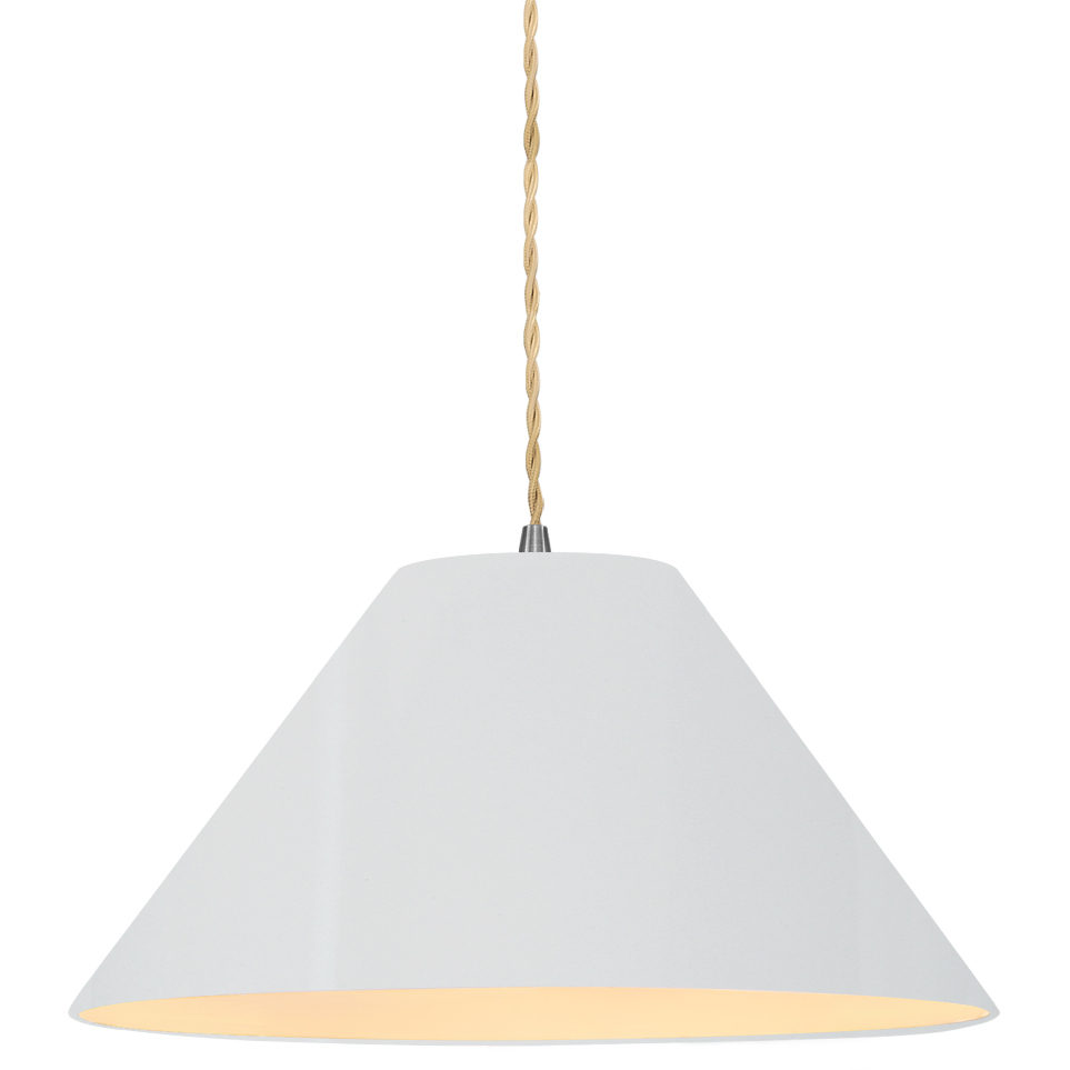 Radiance Collection - Avola Pendant Ceiling Light in Antique Brass, Replaceable Bulb, Beige Twist Cord, Gloss Black/Matte White, 11W x 5.5H, Form+Finish+Function