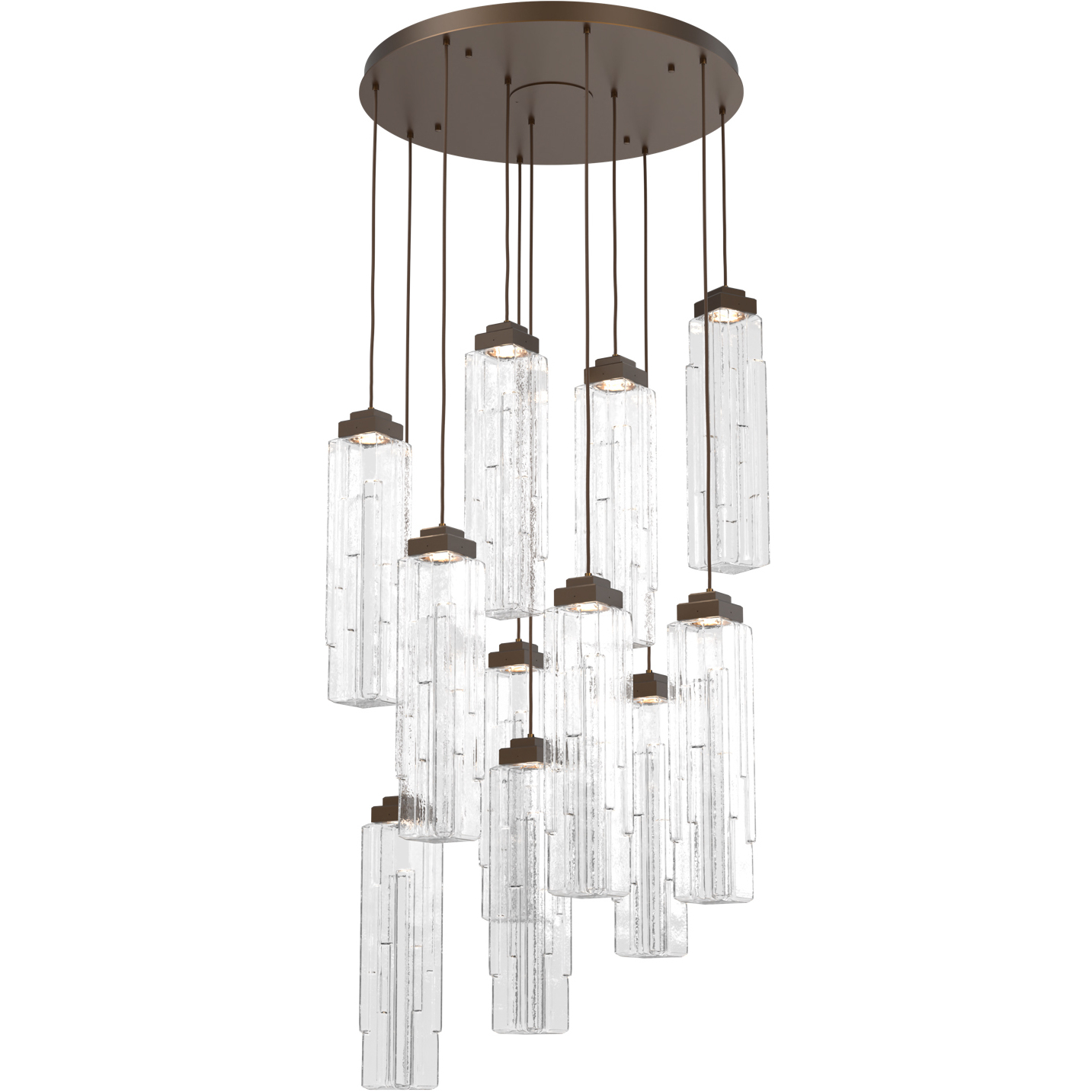 Ledgestone LED 34 inch Flat Bronze Chandelier Ceiling Light, Round Multi-Port