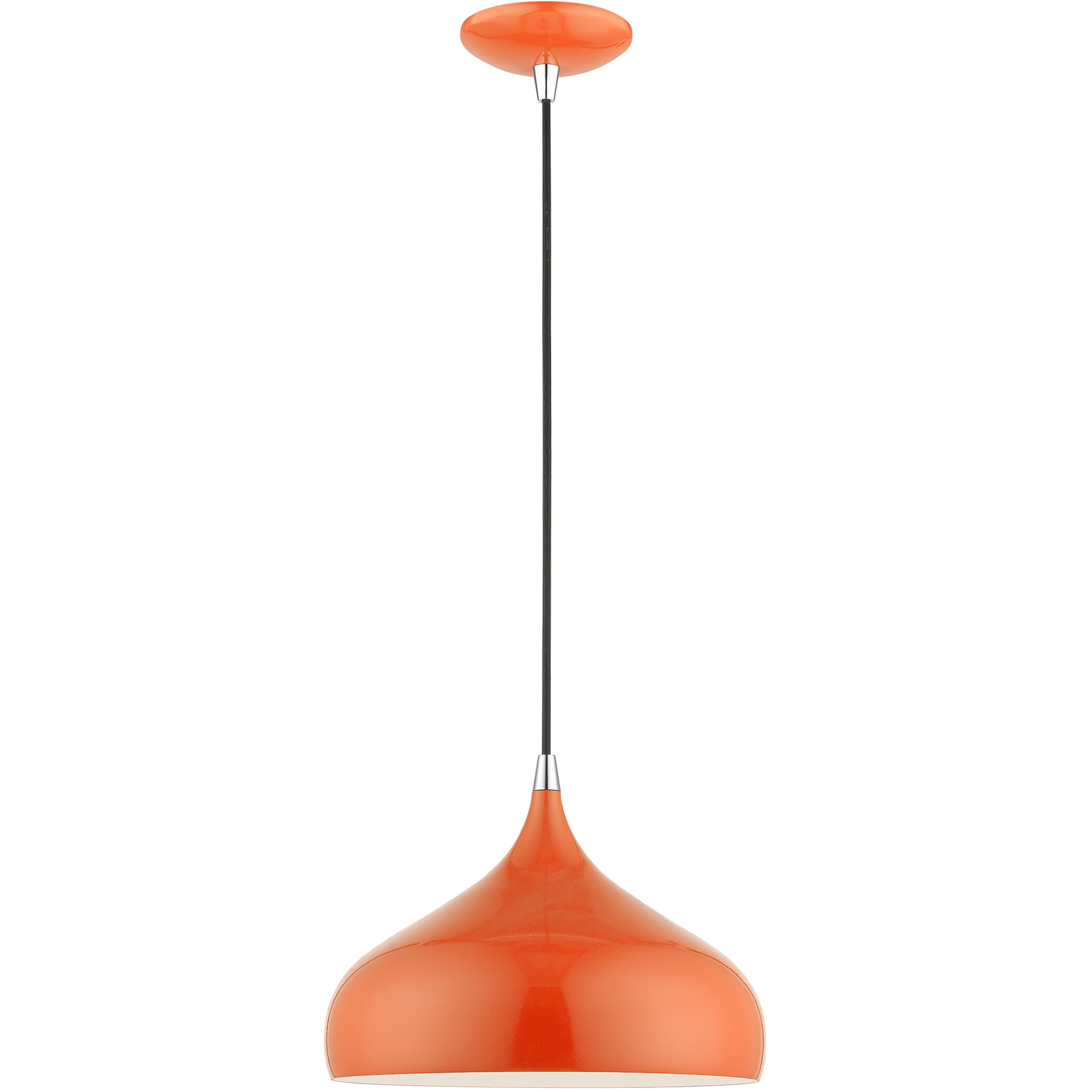 Amador 1 Light 11.75 inch Shiny Orange with Polished Chrome Accents Pendant Ceiling Light