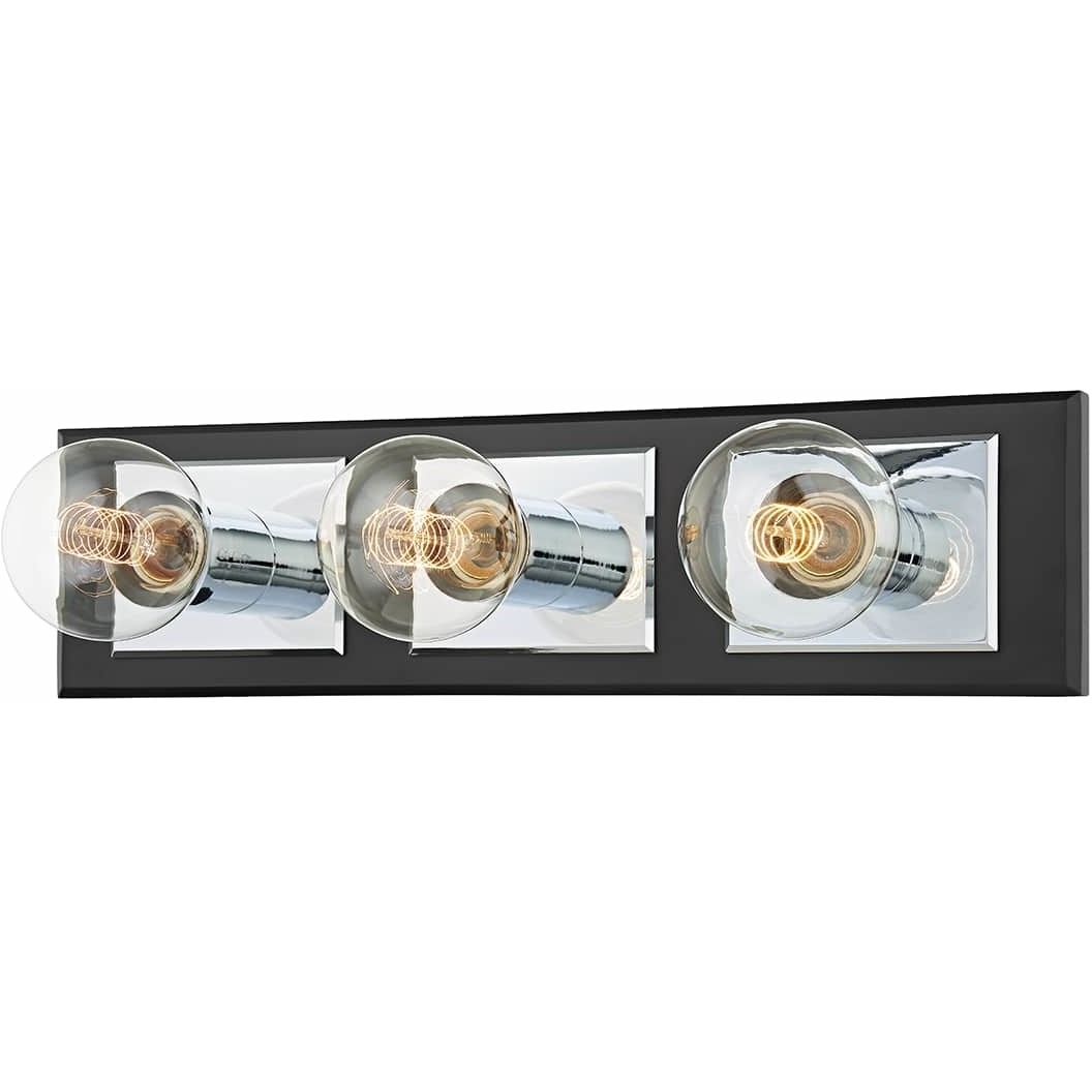 Runyan 3 Light 17.75 inch Polished Chrome/Soft Black Bath And Vanity Wall Light in Polished Chrome/Black