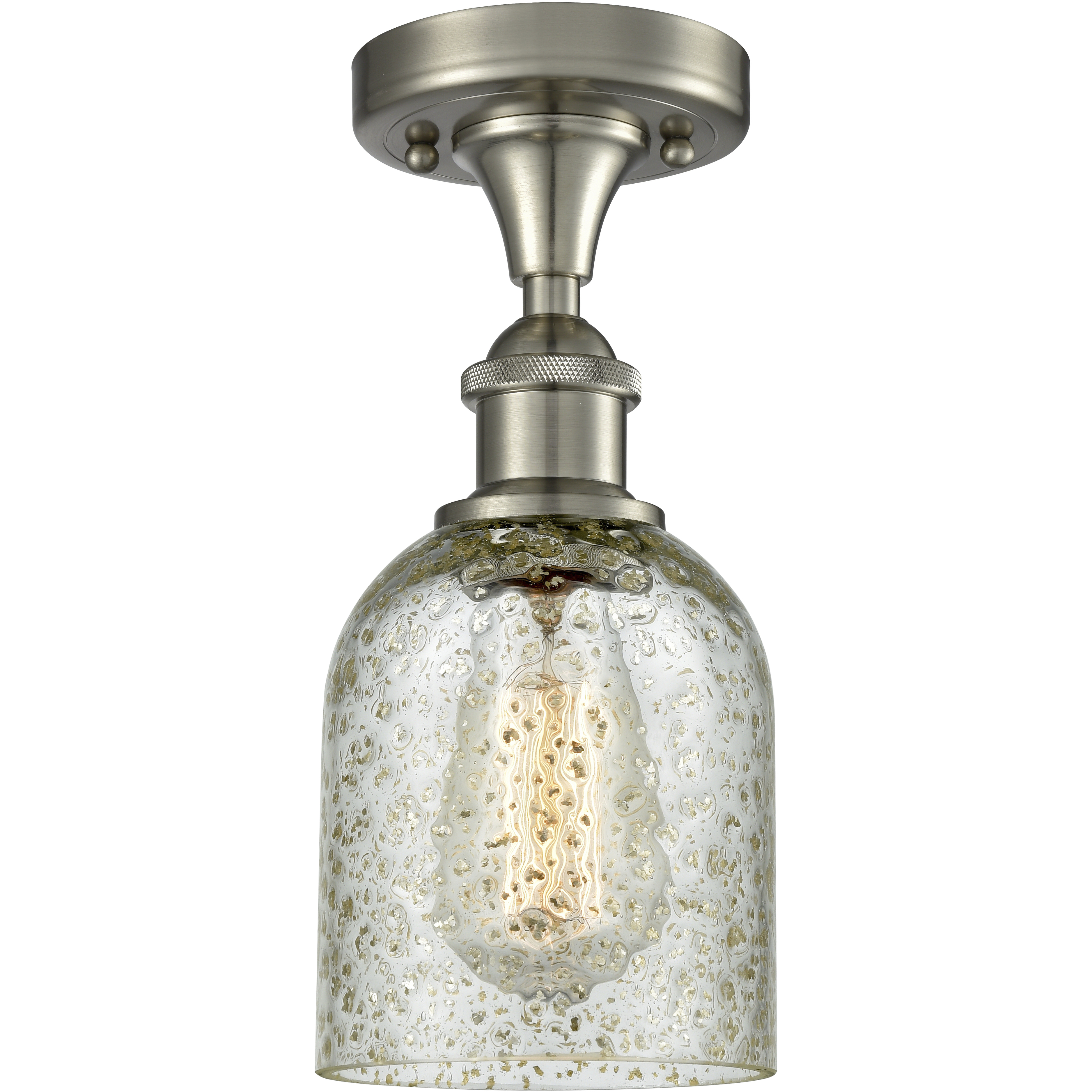 Edison Caledonia 1 Light 5 inch Brushed Satin Nickel Semi-Flush Mount Ceiling Light in Mica Glass