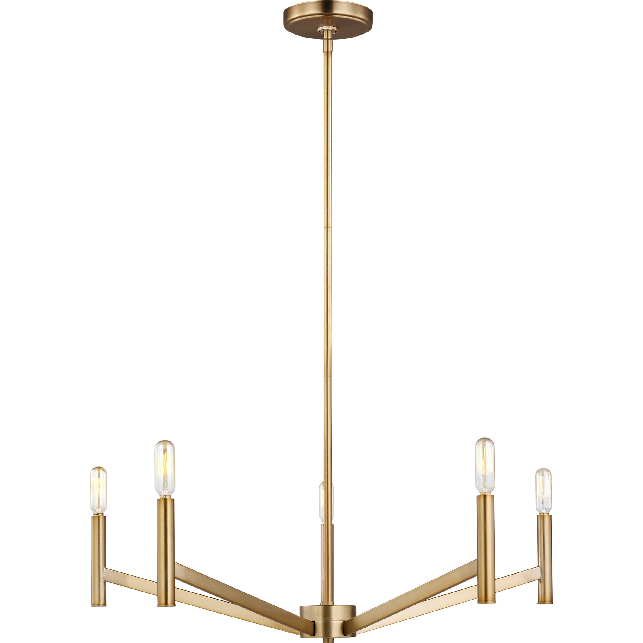 Vector 5 Light 28 inch Satin Brass Chandelier Ceiling Light