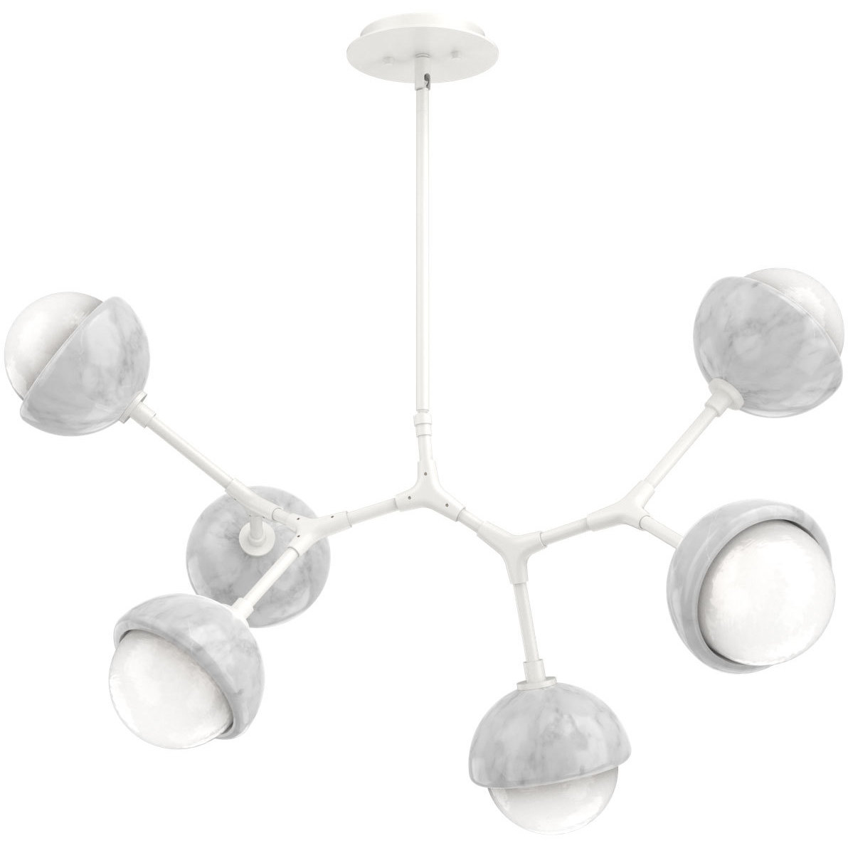 Cabochon LED 30.9 inch Salt White with White Marble Pendant Ceiling Light in 3000K LED, Modern Branch