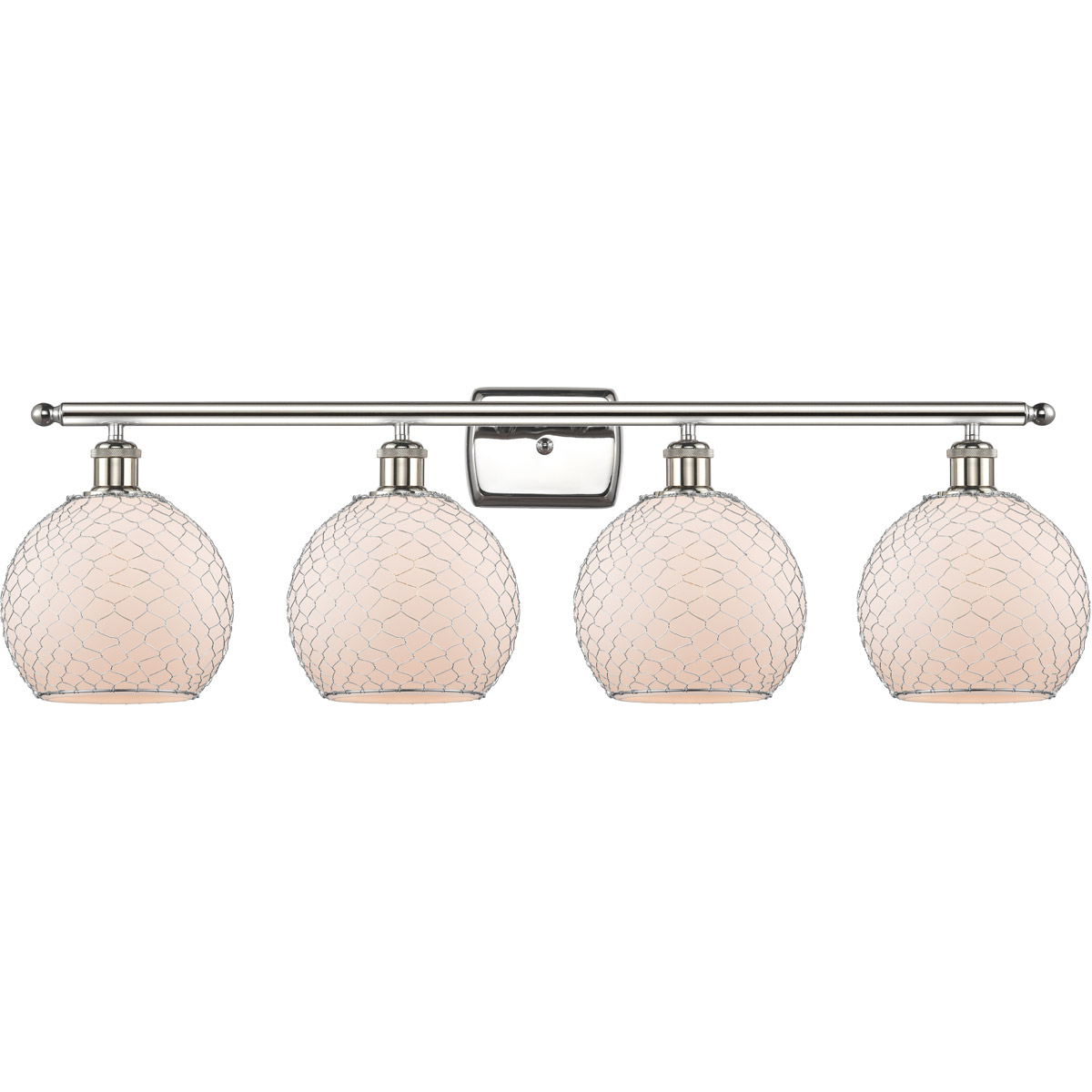 Ballston Farmhouse Chicken Wire 4 Light 36 inch Polished Nickel Bath Vanity Light Wall Light, Ballston
