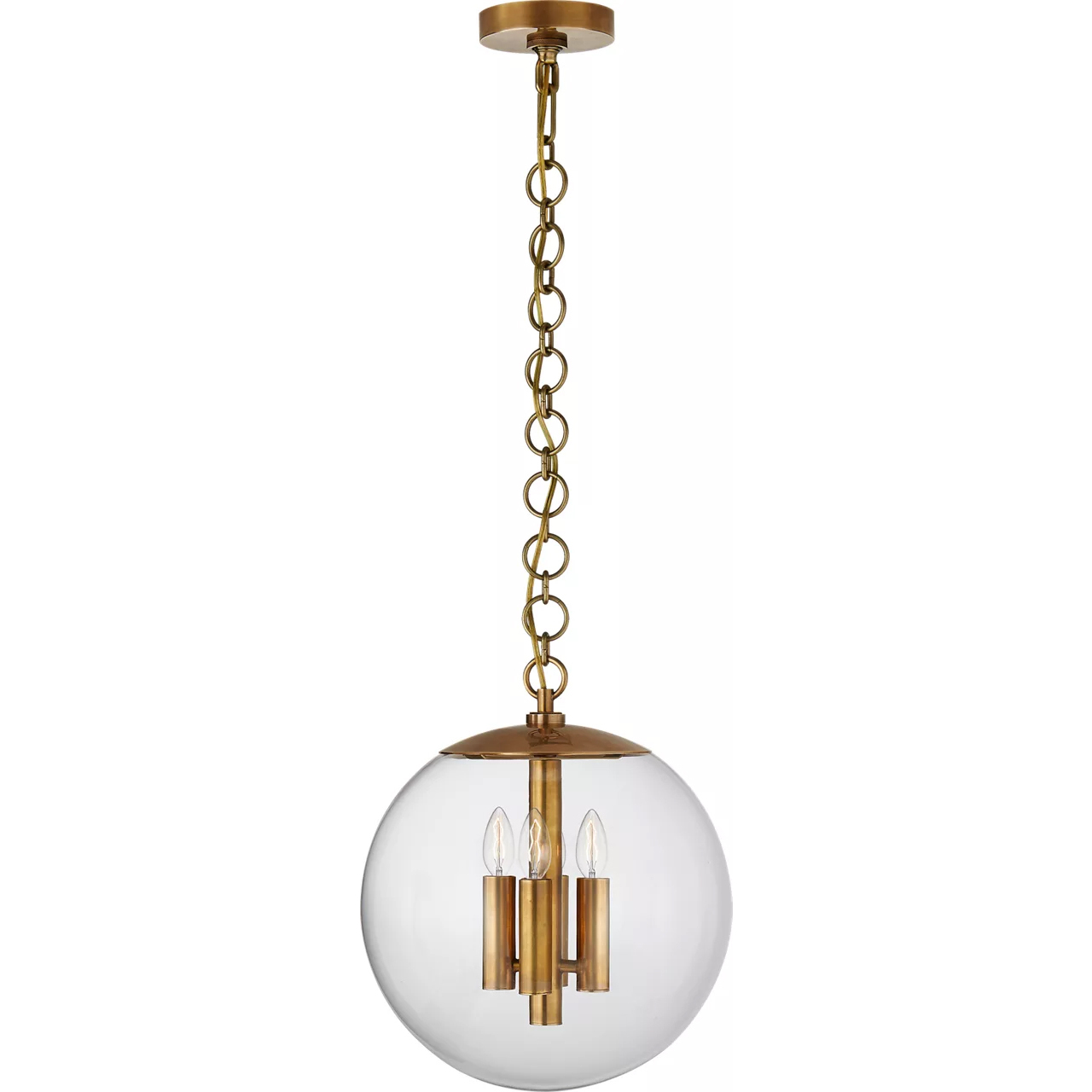 AERIN Turenne 4 Light 14 inch Hand-Rubbed Antique Brass Globe Pendant Ceiling Light, Medium