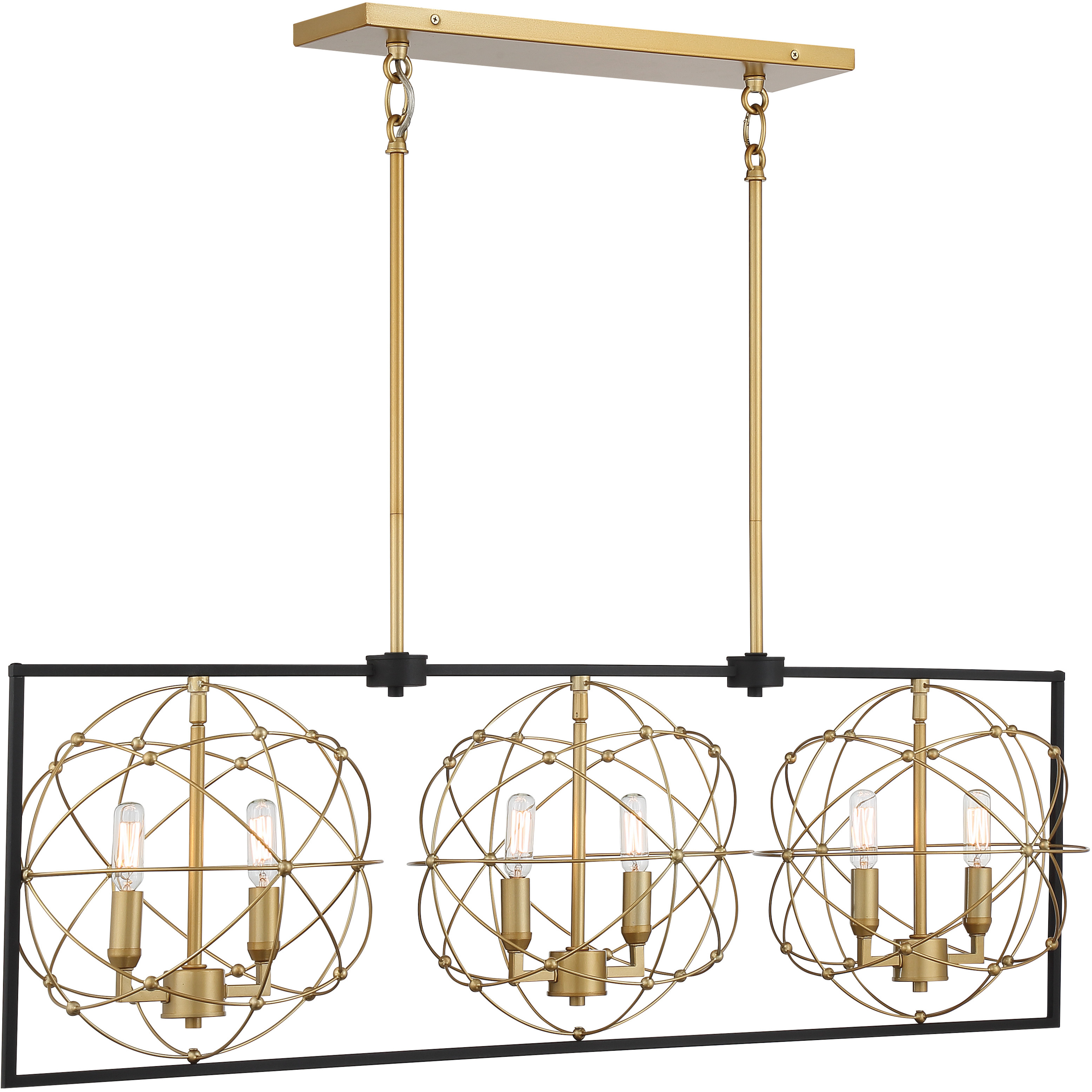 Titans Trace 6 Light 42 inch Sand Coal/Painted Honey Gold Pendant Ceiling Light
