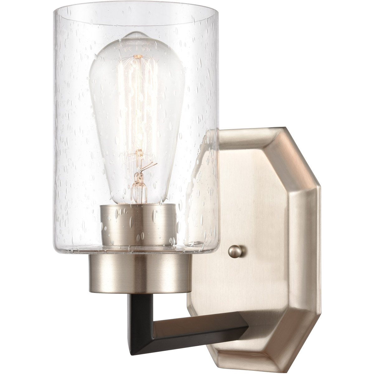 Mila 1 Light 4 inch Black Satin Nickel Sconce Wall Light in Seedy Glass