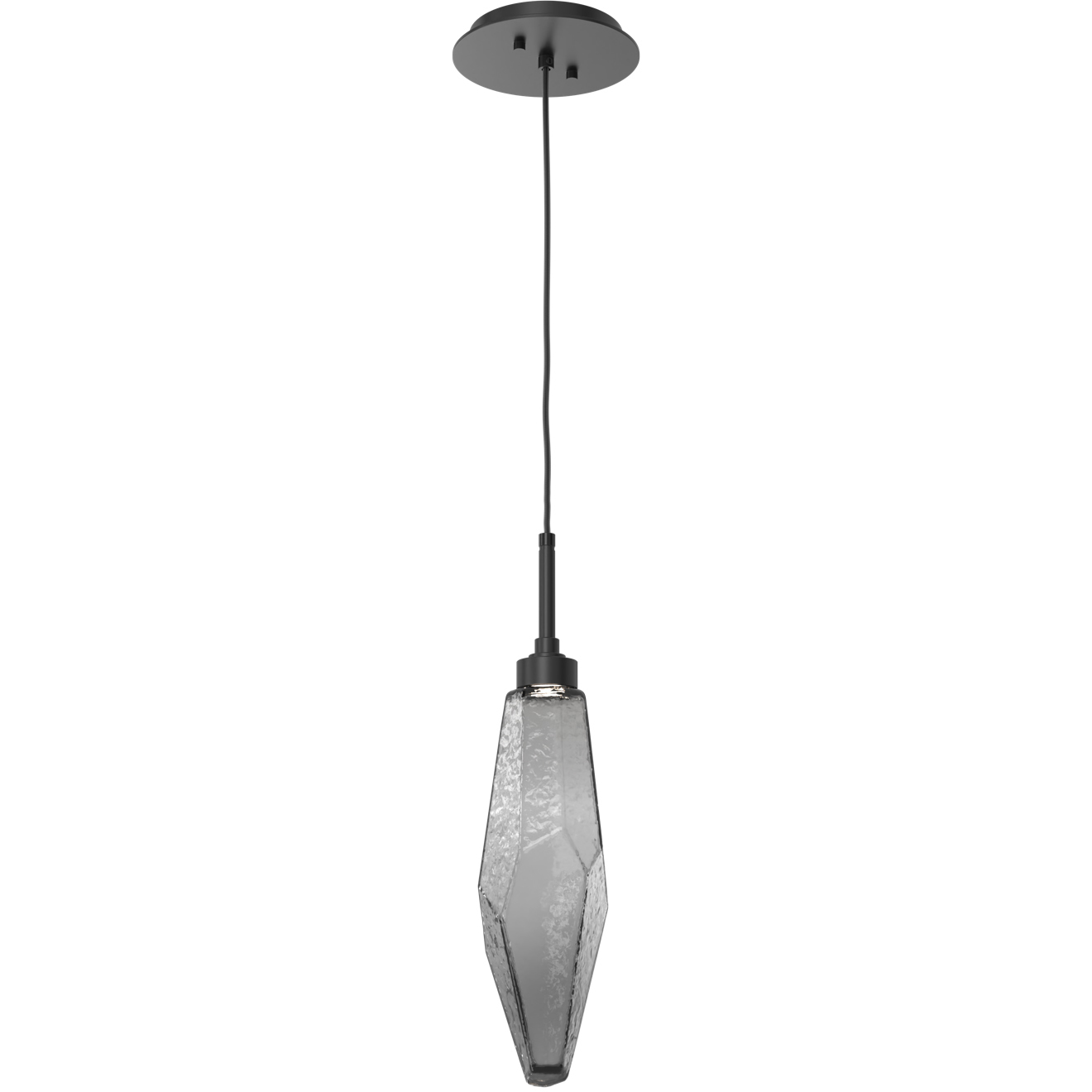 Rock Crystal LED 4.2 inch Matte Black Pendant Ceiling Light in 3000K LED, Chilled Smoke