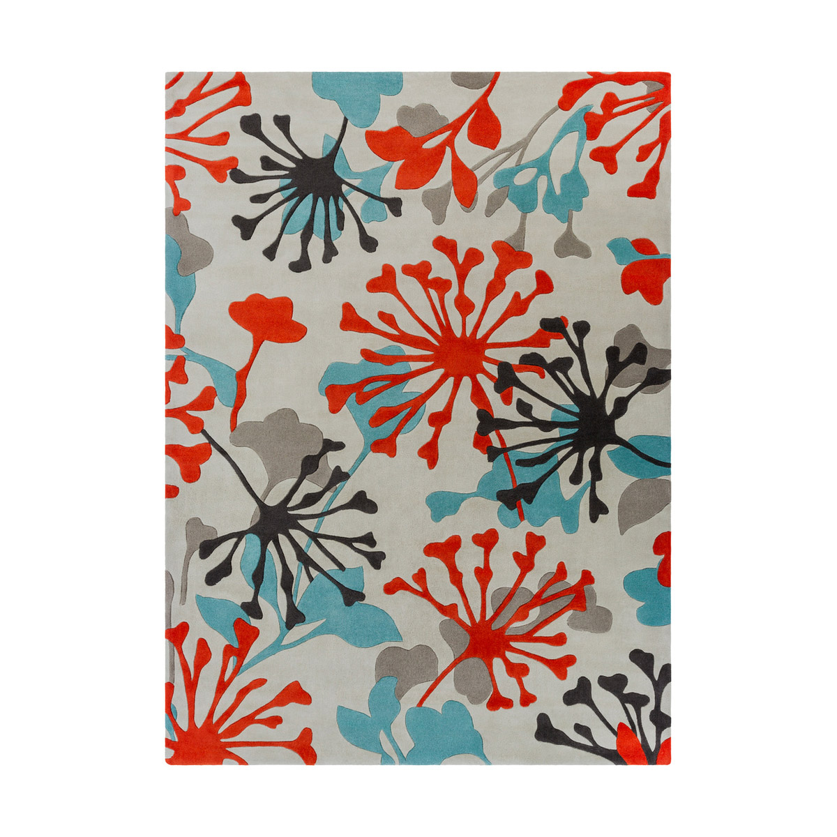 Cosmopolitan 132 X 96 inch Teal/Bright Orange/Ivory/Black/Medium Gray Rugs, Polyester