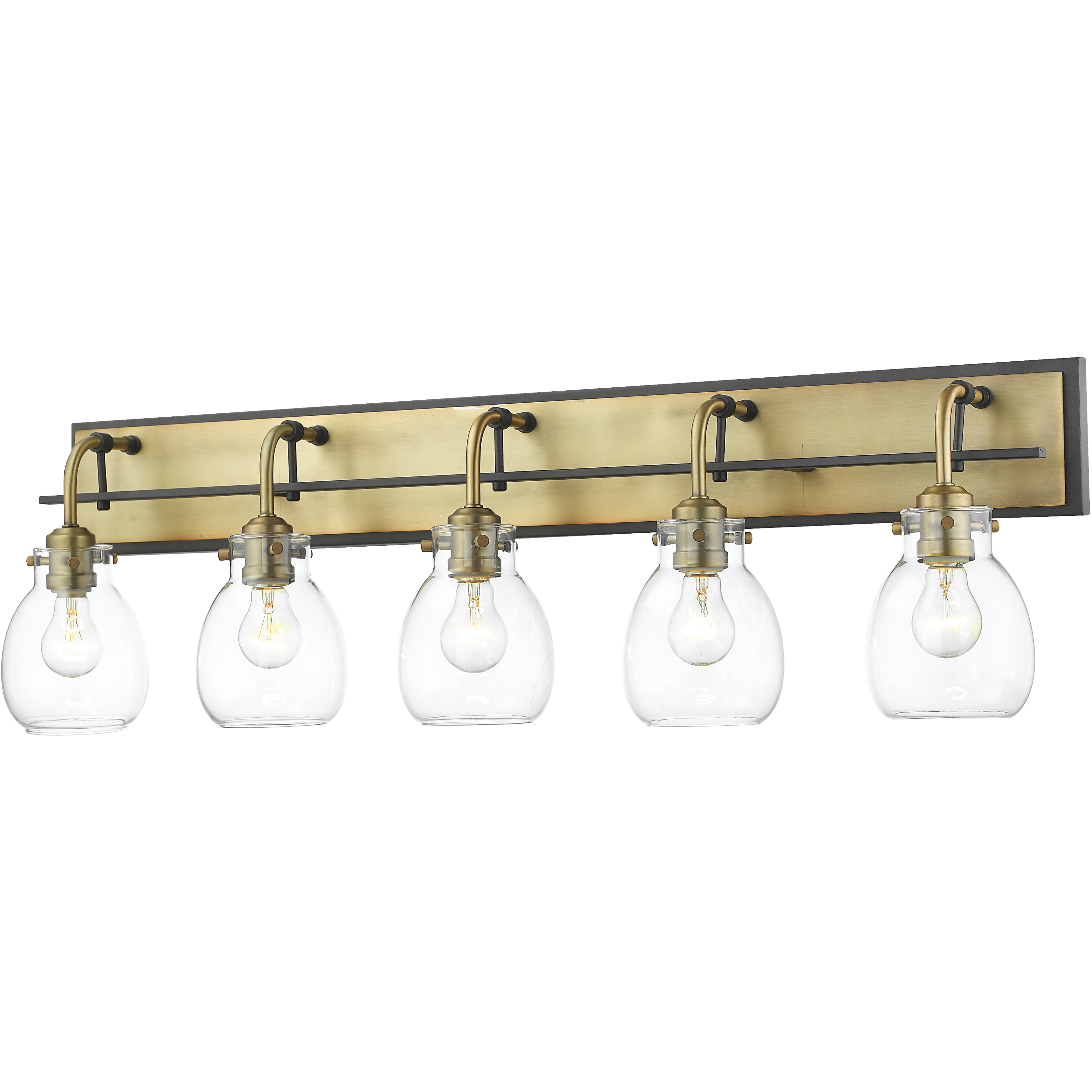 Kraken 5 Light 38 inch Matte Black and Olde Brass Vanity Wall Light