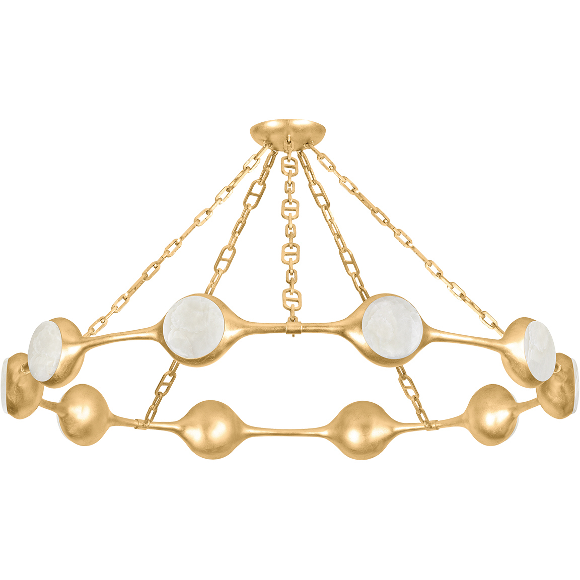 Riviere LED 51.5 inch Vintage Gold Leaf Chandelier Ceiling Light