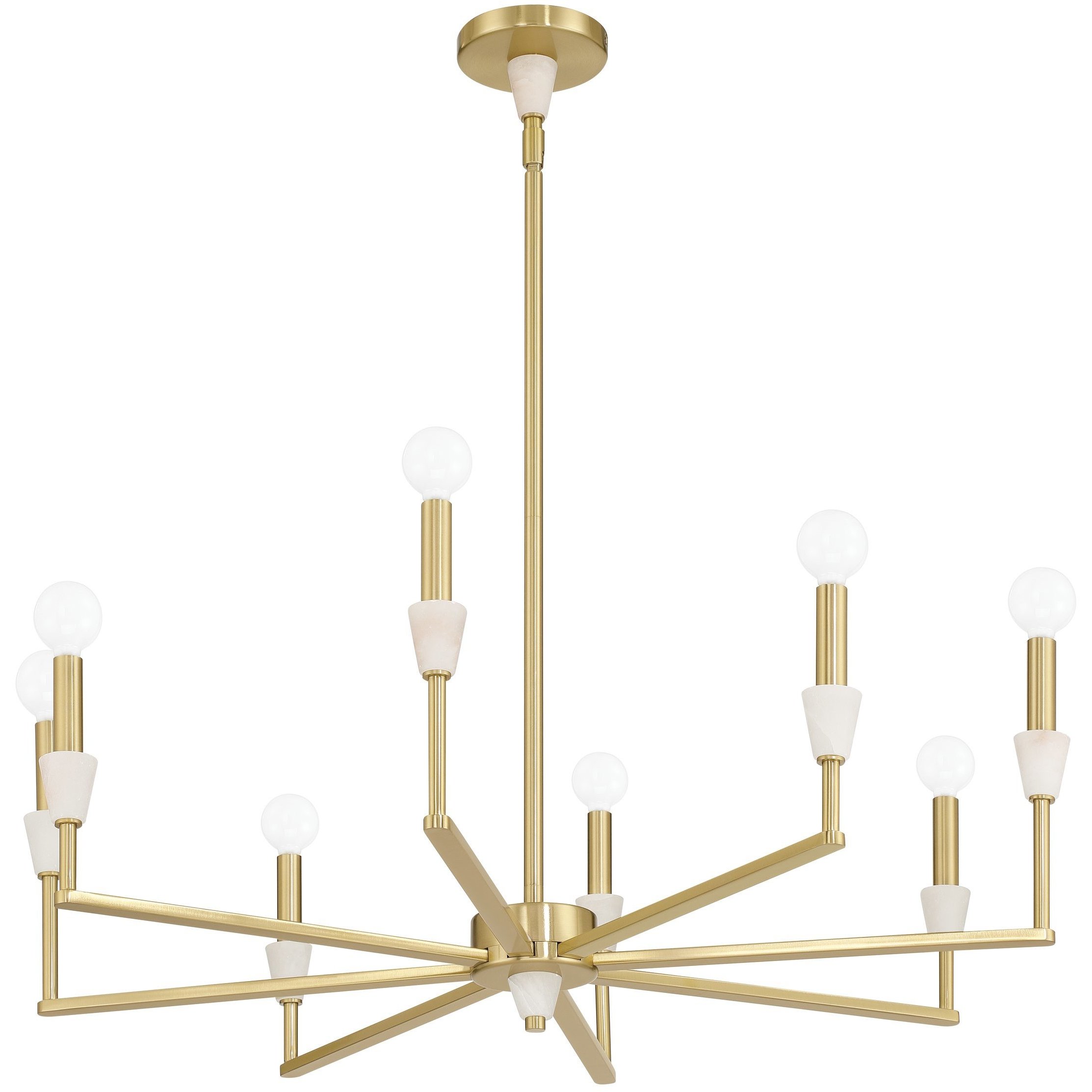 Montclair 8 Light 32 inch Brushed Gold and White Chandelier Ceiling Light