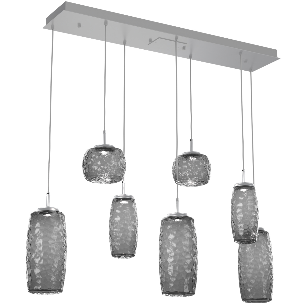 Vessel LED Classic Silver Linear Multi-Pendant Ceiling Light in 3000K LED, Smoke