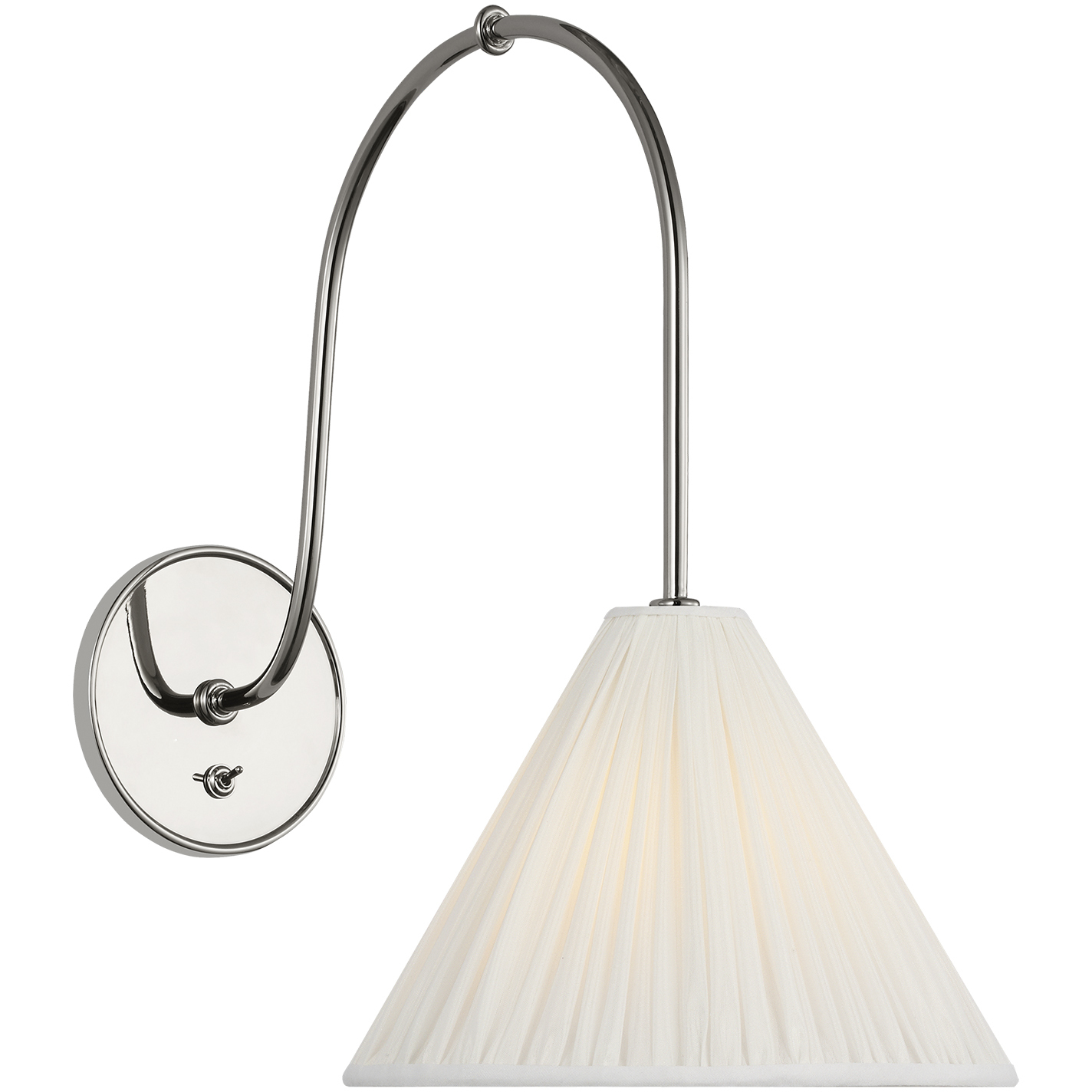 Amber Lewis Malia LED 8 inch Polished Nickel Arched Wall Light in Silk Pleated