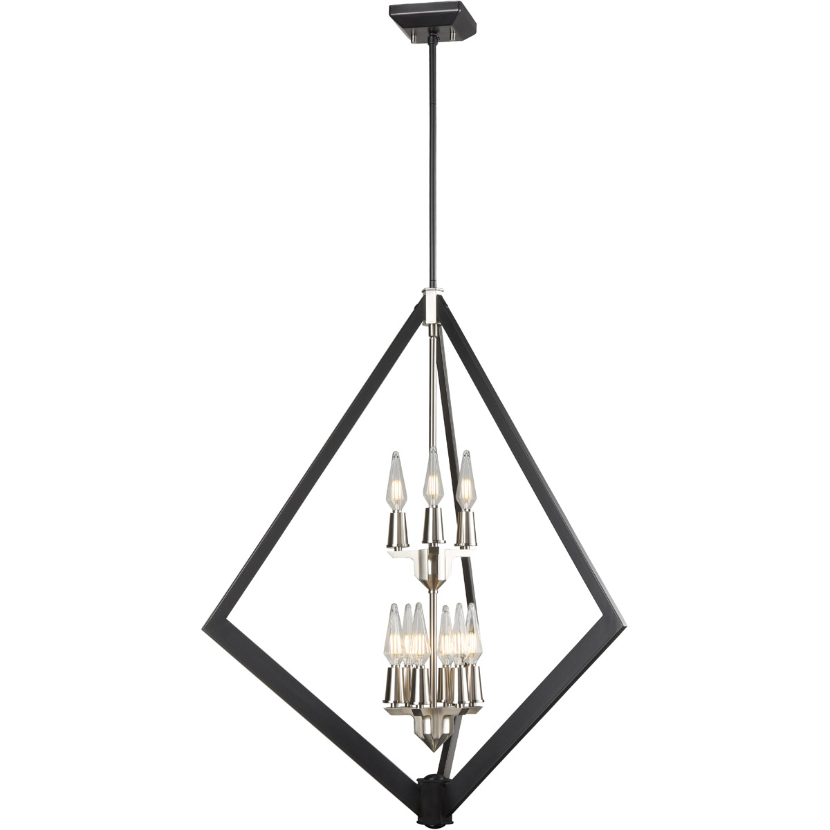 Flechette 9 Light Satin Nickel and Graphite Foyer Ceiling Light