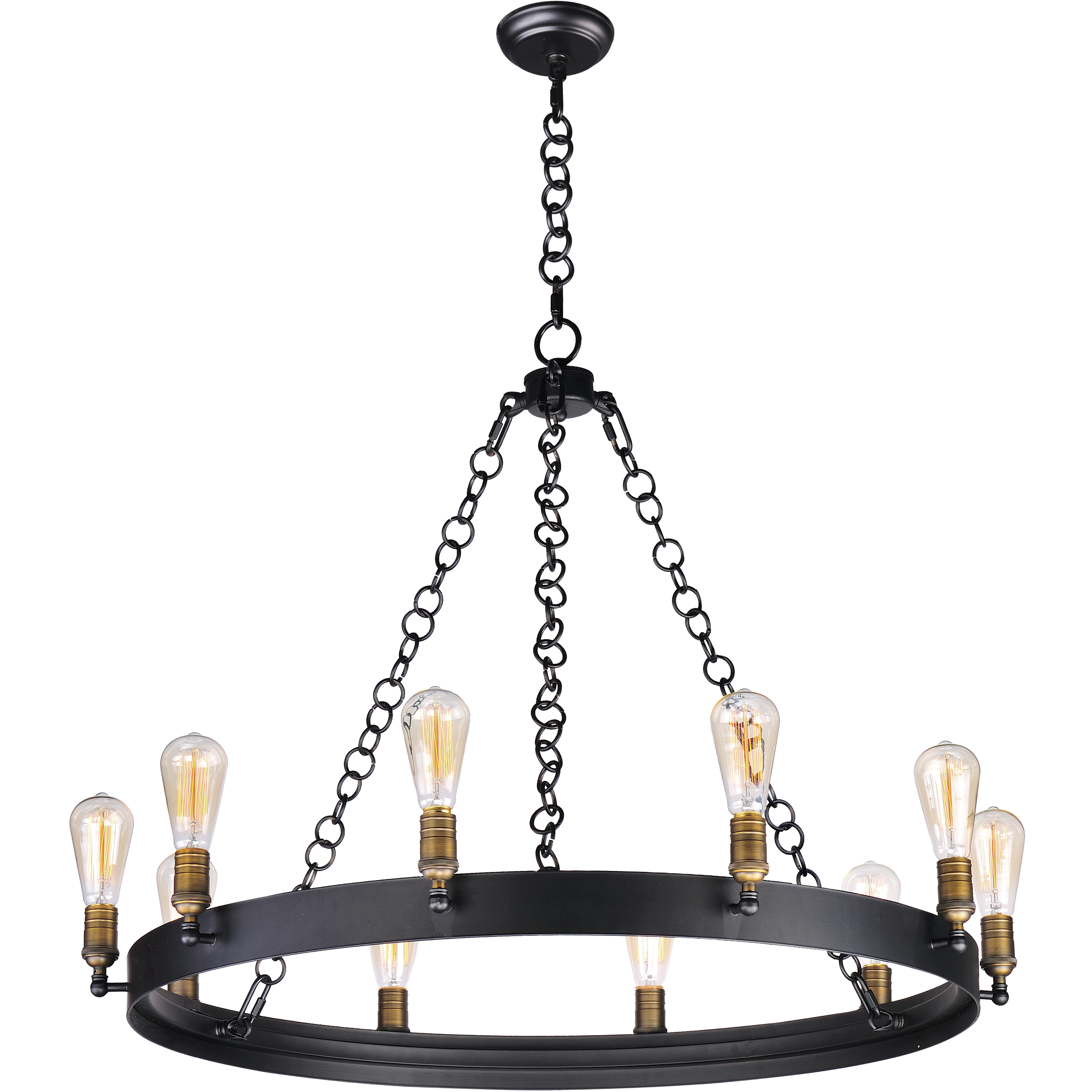 Noble 10 Light 37.5 inch Black and Natural Aged Brass Chandelier Ceiling Light in Medium Base
