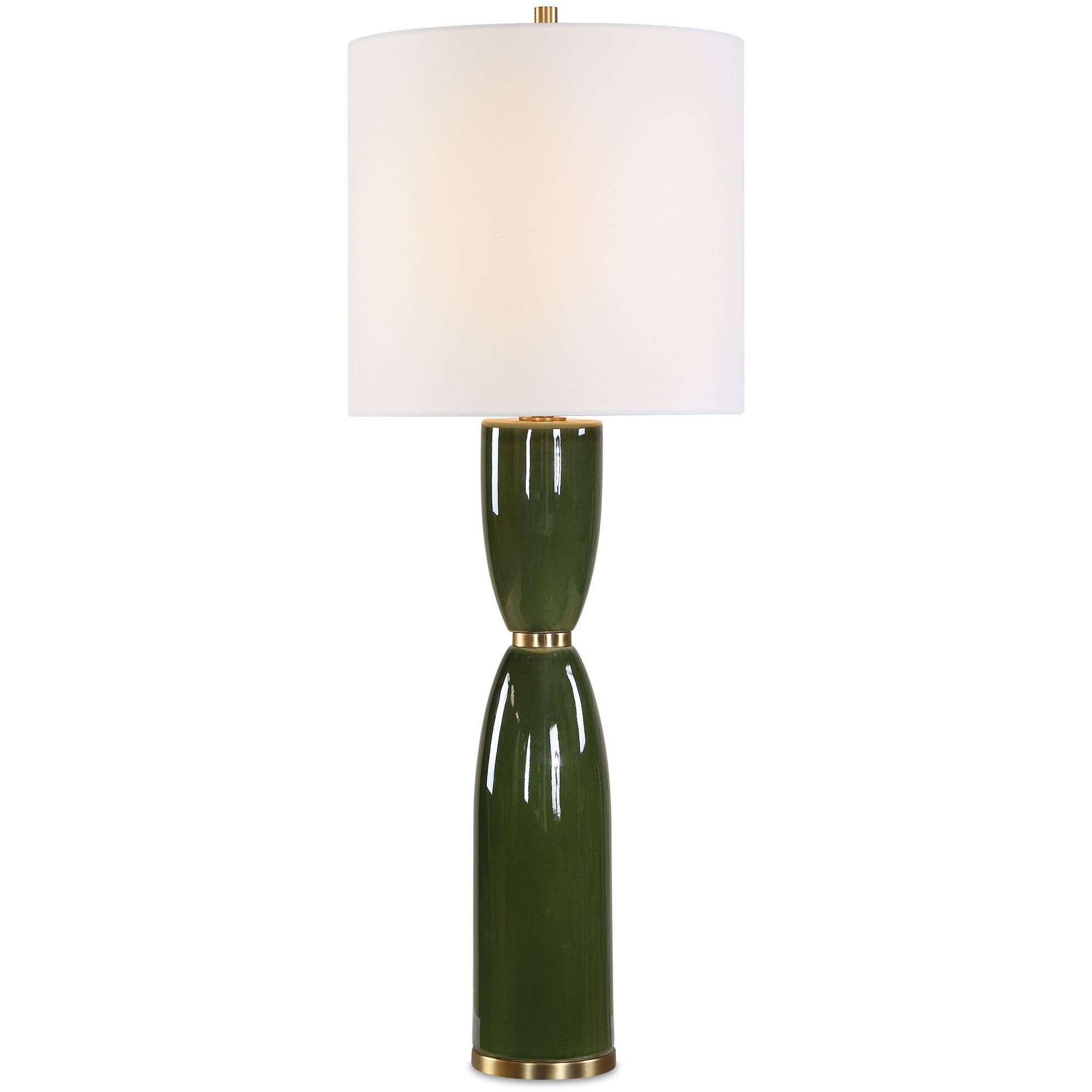 Nacua 34.5 inch 150 watt Green Glaze and Antique Brass Table Lamp Portable Light