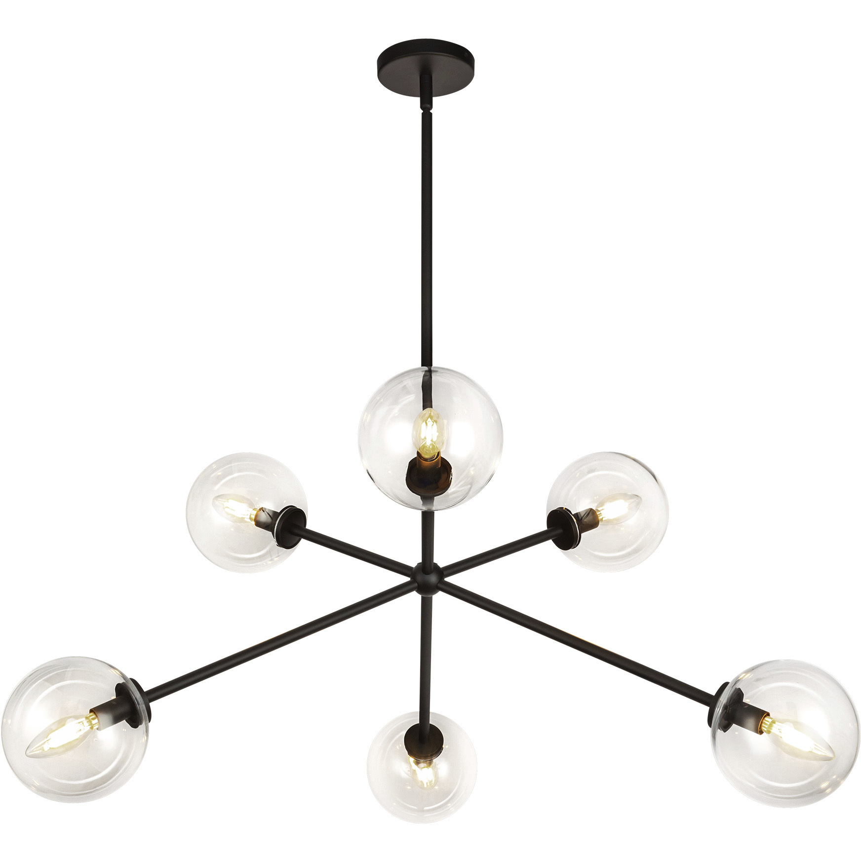 Alora Mood Cassia 6 Light 39.5 inch Matte Black Chandelier Ceiling Light in Clear Glass