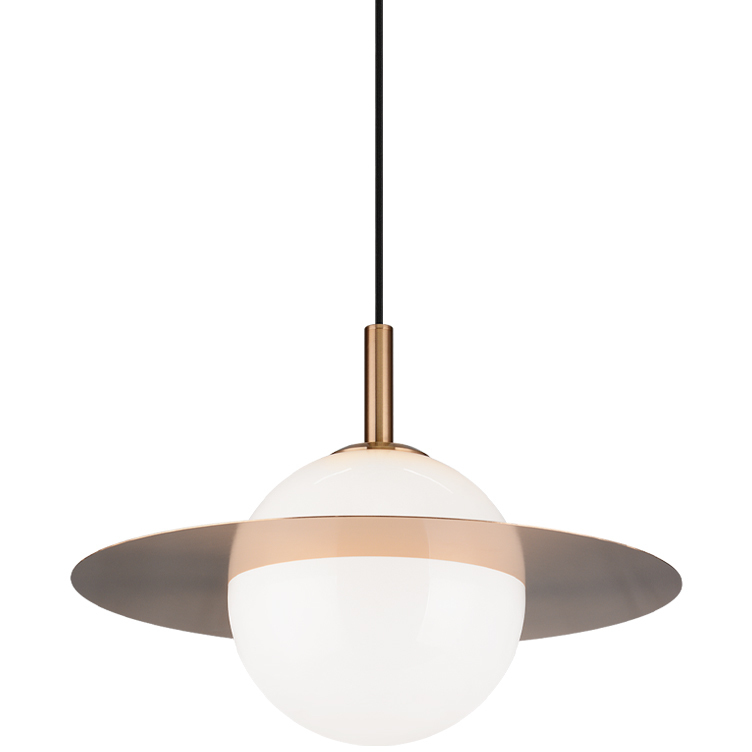 Saturn 1 Light 20 inch Aged Gold Brass and Opal Pendant Ceiling Light in Aged Gold Brass and Opal Glass