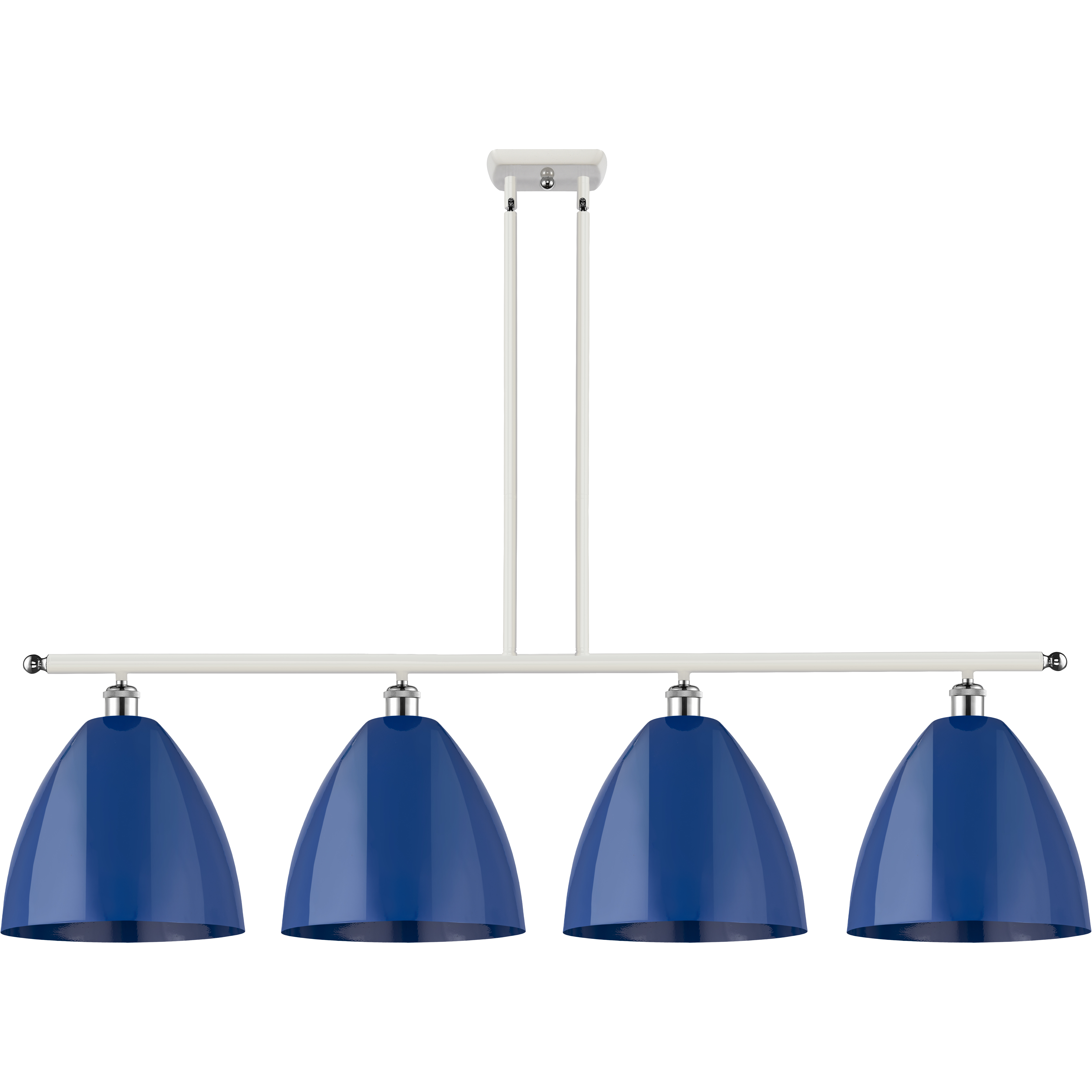 Ballston Plymouth Dome 4 Light 50 inch White and Polished Chrome Island Light Ceiling Light in Matte Blue