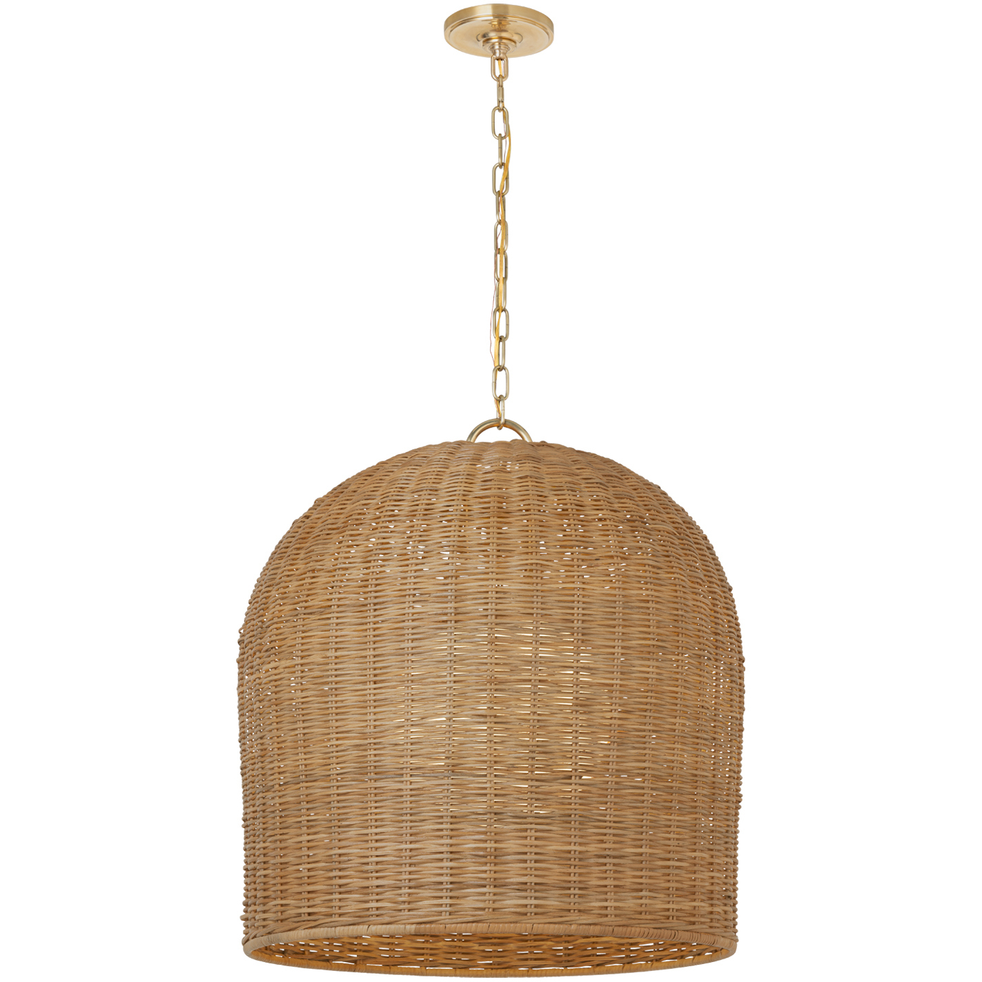 Marie Flanigan Nancy LED 25.25 inch Soft Brass Woven Hanging Shade Ceiling Light in Natural Wicker