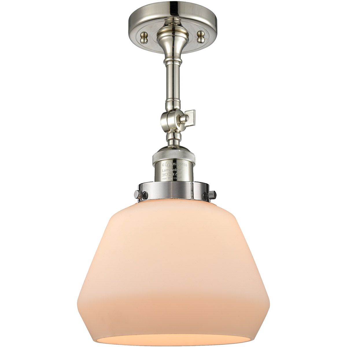 Franklin Restoration Fulton 1 Light 7 inch Polished Nickel Semi-Flush Mount Ceiling Light in Matte White Glass, Franklin Restoration