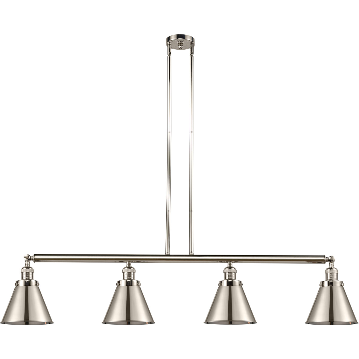 Franklin Restoration Appalachian 4 Light 52 inch Polished Nickel Island Light Ceiling Light, Franklin Restoration