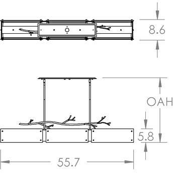 Ironwood 6 Light Burnished Bronze Linear Pendant Ceiling Light in Smoke Granite, E26 Incandescent