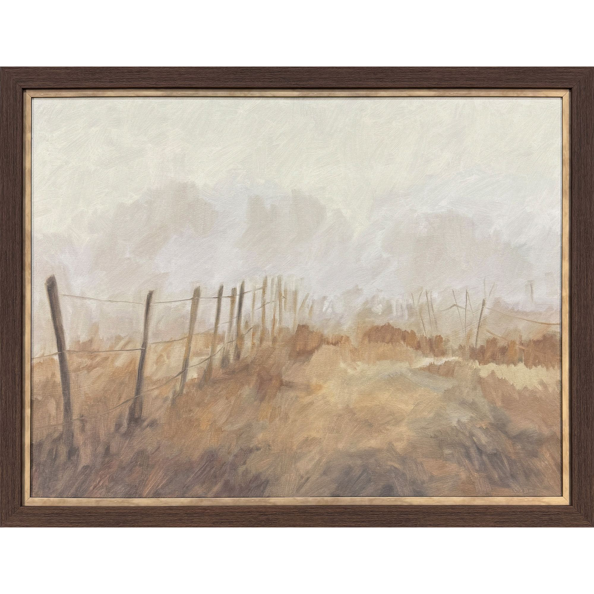 Field Fencing Brown and Beige Framed Art