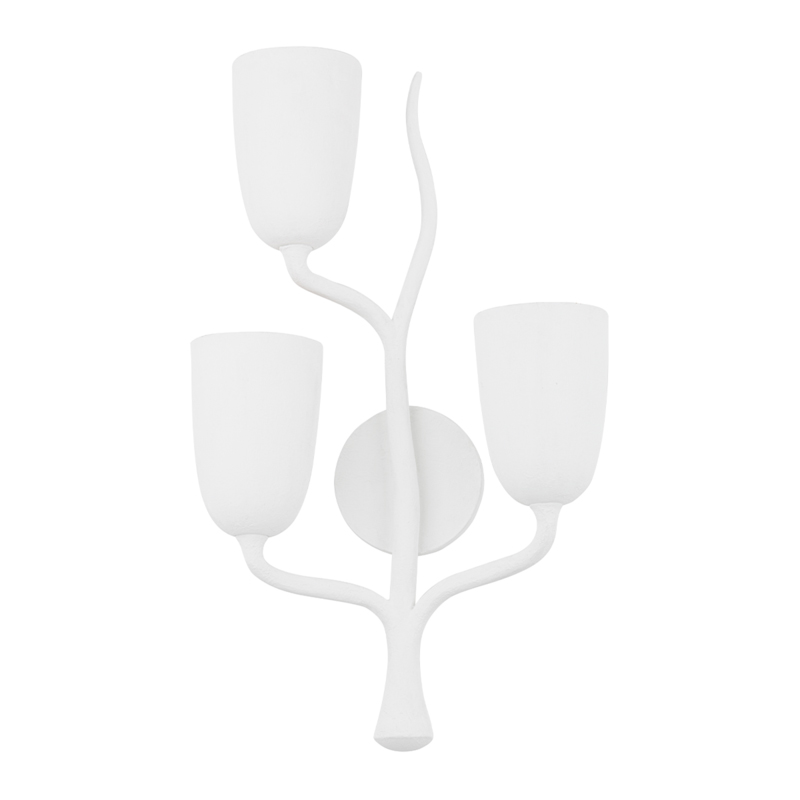Vine 3 Light 14 inch White Plaster Wall Sconce Wall Light in Left, Left