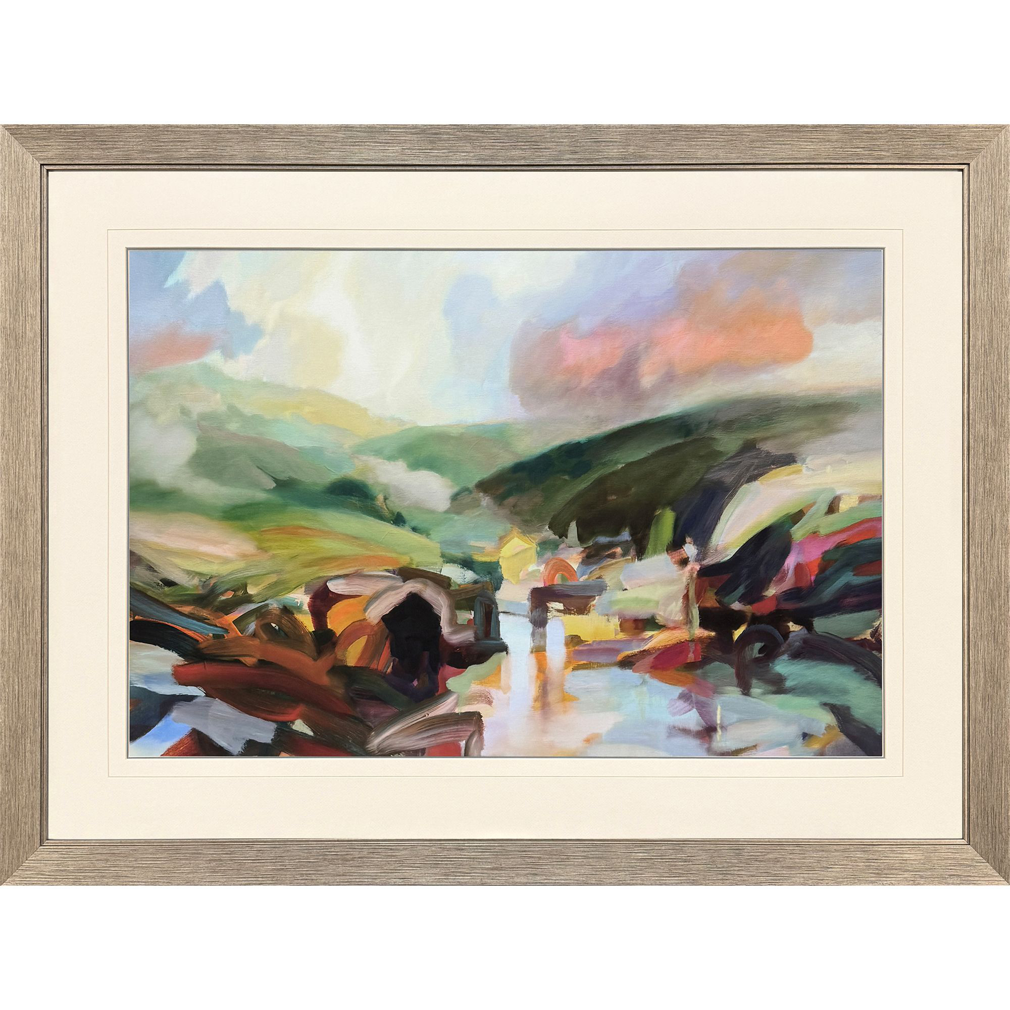 The Yellow House Blue and Green and Red and Orange Framed Art
