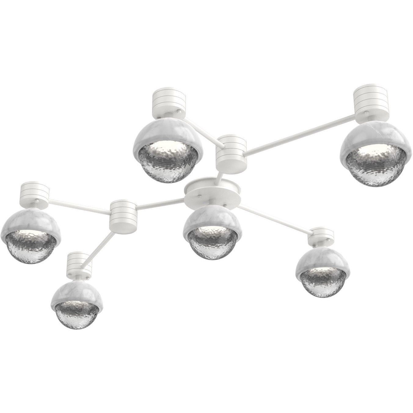 Cabochon Sconce & Flush Mount Wall Light in 3000K LED, Clear, Salt White with White Marble, Hub & Spoke
