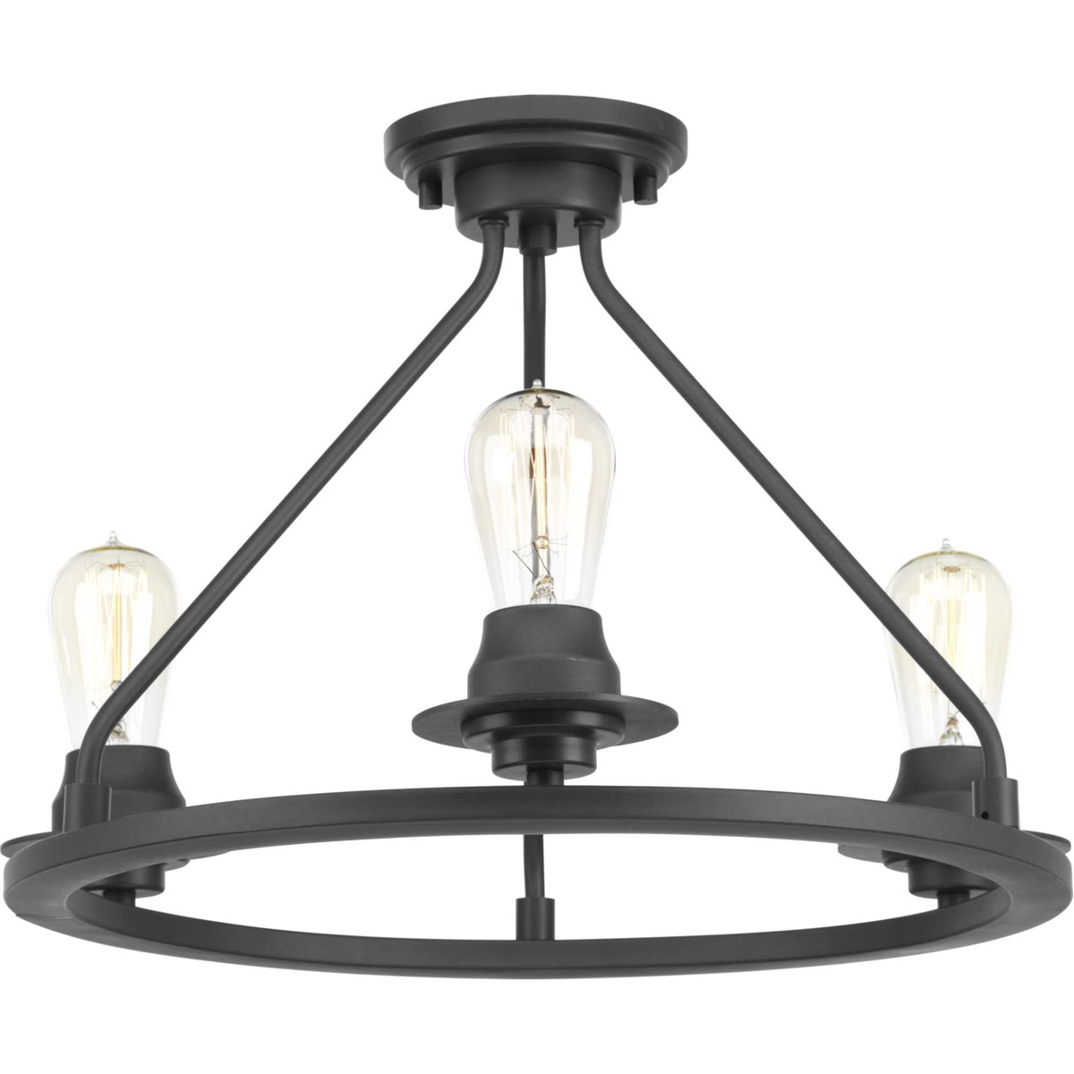 Debut 3 Light 20 inch Graphite Semi-Flush Mount Convertible Ceiling Light, Design Series