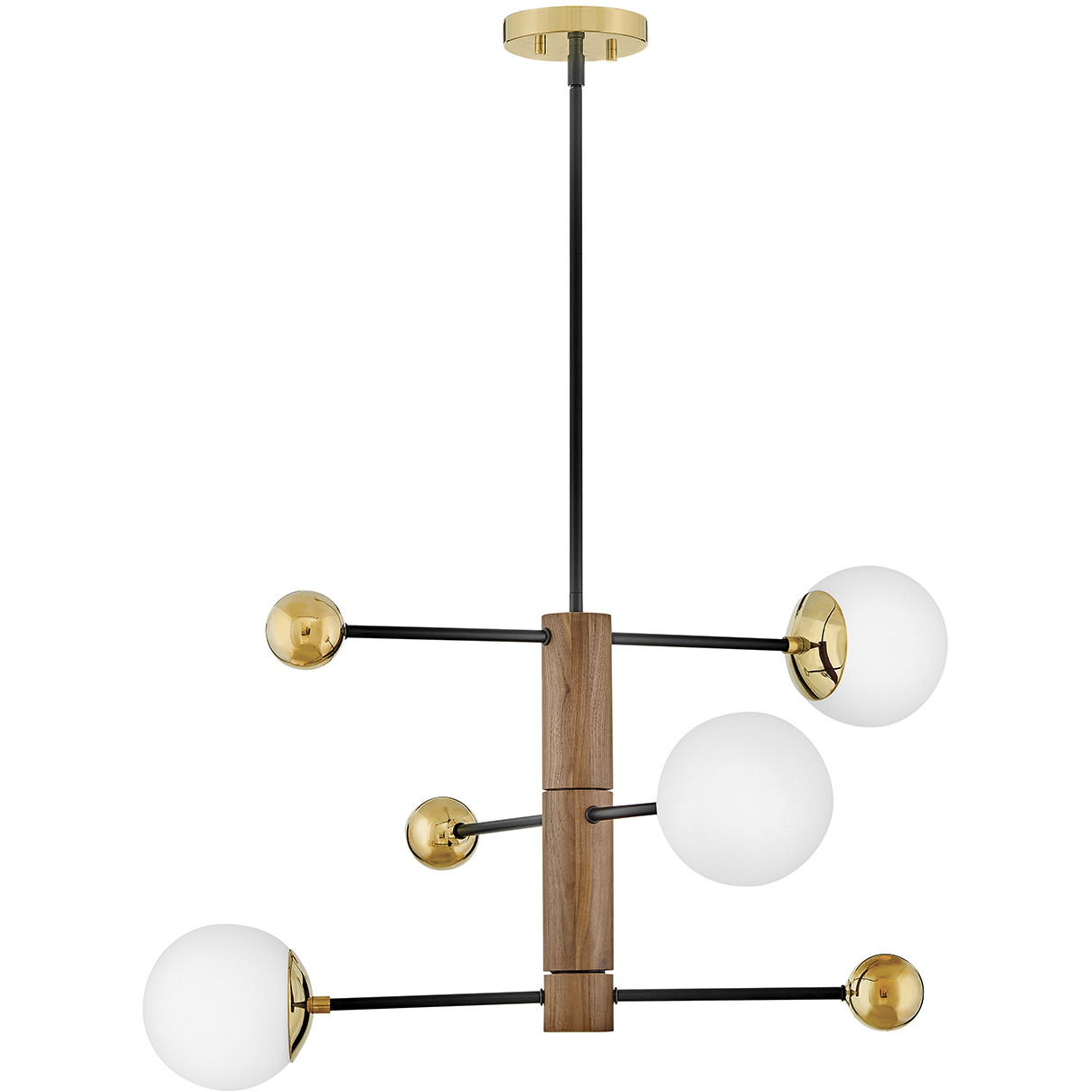 Auggie 3 Light 30.75 inch Bright Brass with Walnut Chandelier Ceiling Light