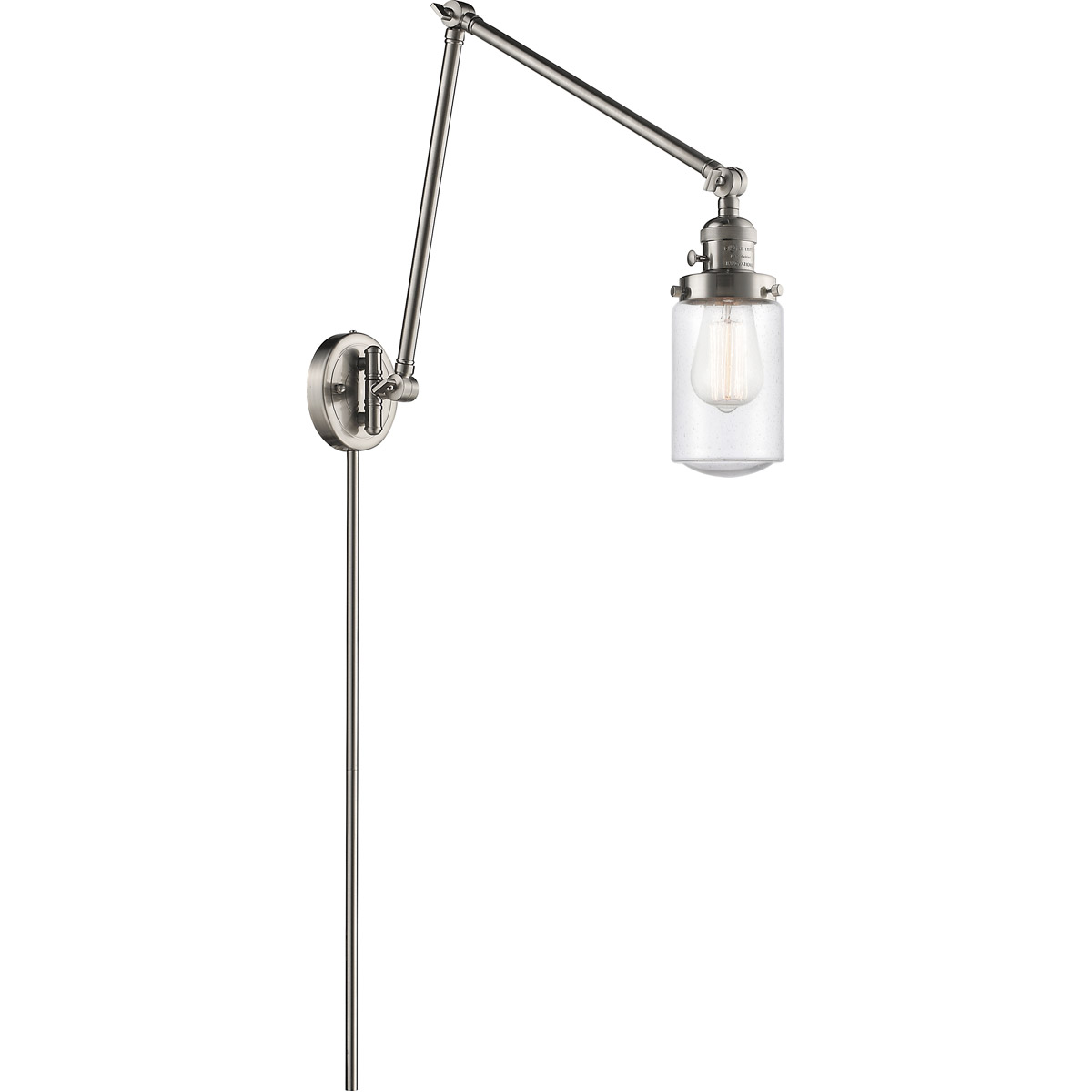Dover 30 inch 60.00 watt Satin Nickel Swing Arm Wall Light, Franklin Restoration