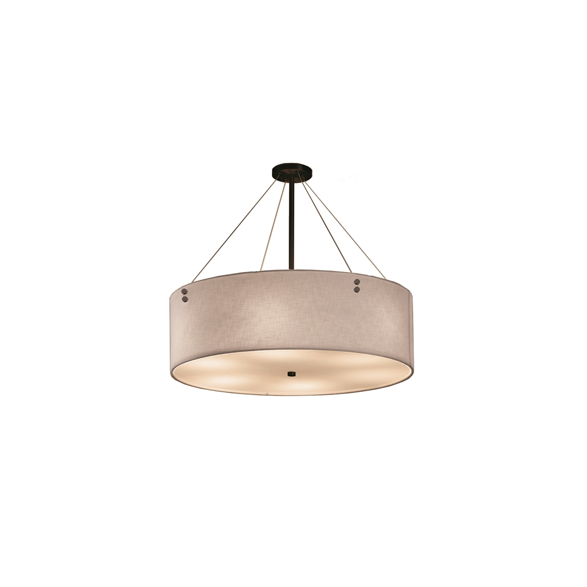 Textile LED 48 inch Dark Bronze Drum Pendant Ceiling Light in Large Square with Point, White, 5600 Lm LED