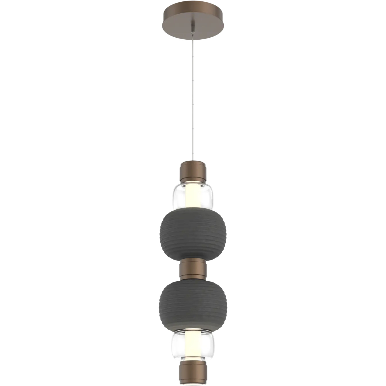 Torno Mandrel LED Burnished Bronze with Charcoal Double Pendant Ceiling Light