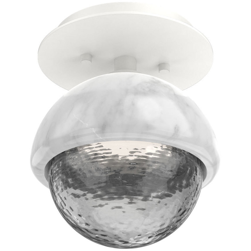Cabochon Sconce & Flush Mount Wall Light in 3000K LED, Smoke, Salt White with White Marble