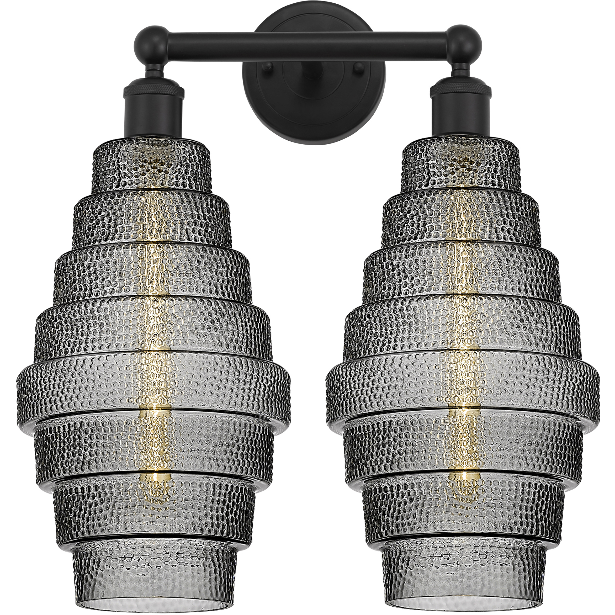 Cascade 2 Light 17 inch Matte Black Bath Vanity Light Wall Light in Smoked