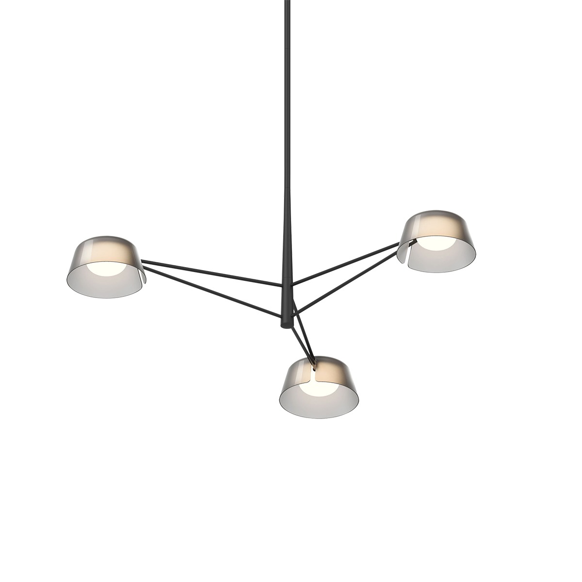 Ray LED 35.75 inch Satin Black Chandelier Ceiling Light in Smoked Etched