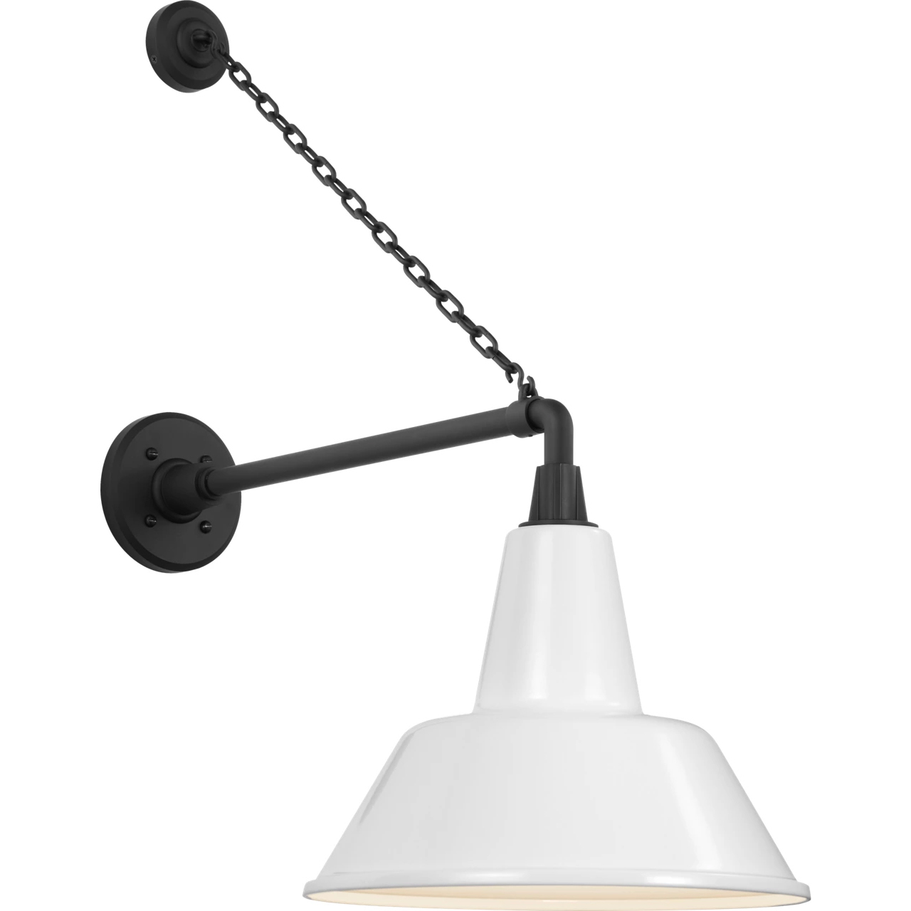 Thomas O'Brien Academy Barn Light LED 27.5 inch Matte Black Anchored Mack Barn Light in 12.5" White Bowers Shade