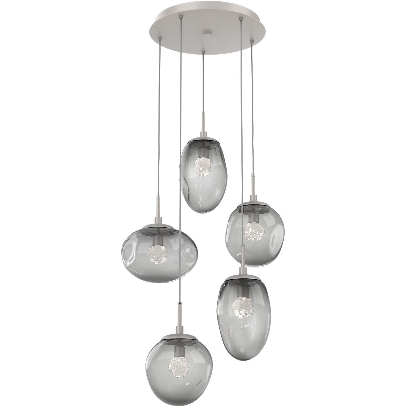 Cosmos LED LED 24.4 inch Beige Silver Chandelier Ceiling Light in Metallic Beige Silver, Clear Floret Inner with Smoke Cosmos Outer, 2700K LED, Round Multi-Port